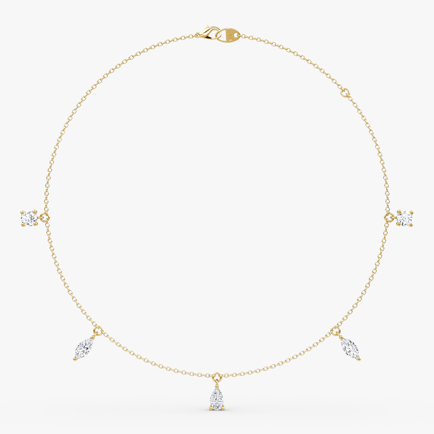 Floating Mixed Shape Necklace | 14k | Yellow Gold | diamondCount: 5 | diamondSize: large | chainLength: 16-18