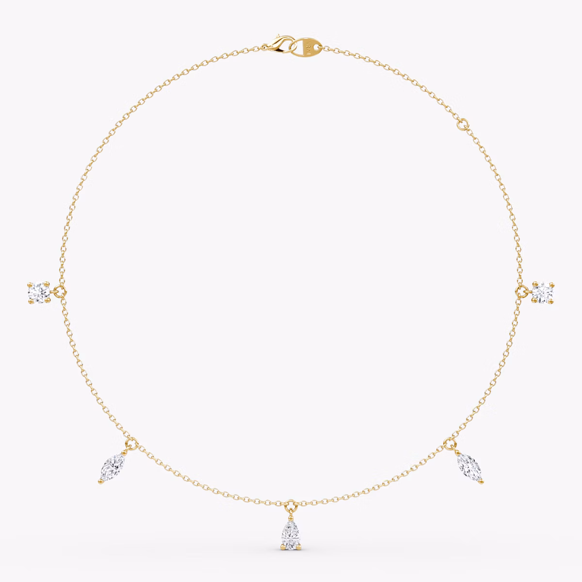 Floating Mixed Shape Halskette | 14k | Gelbgold | diamondCount: 5 | diamondSize: large | chainLength: 16-18