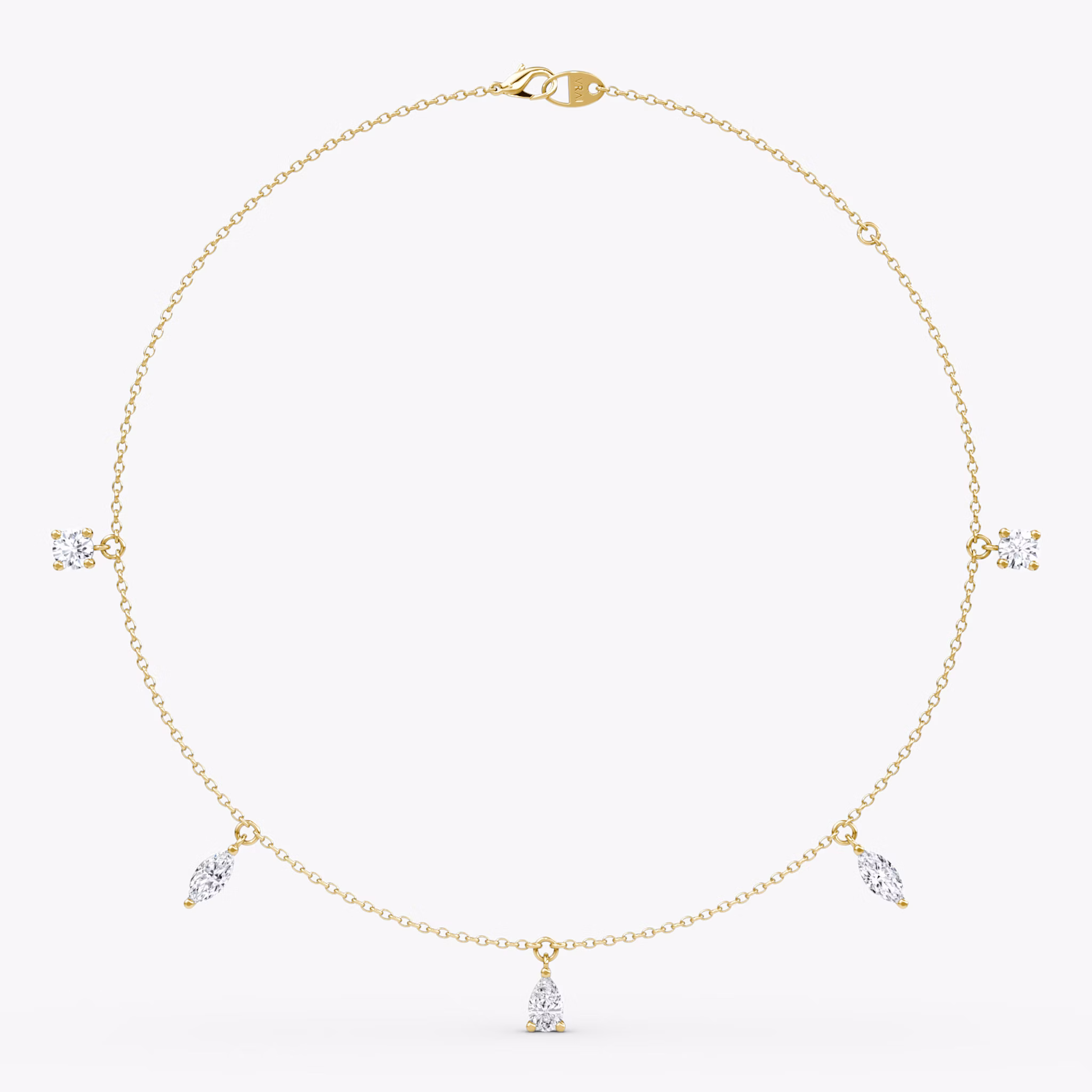 Floating Mixed Shape Necklace | 14k | Yellow Gold | diamondCount: 5 | diamondSize: large | chainLength: 16-18