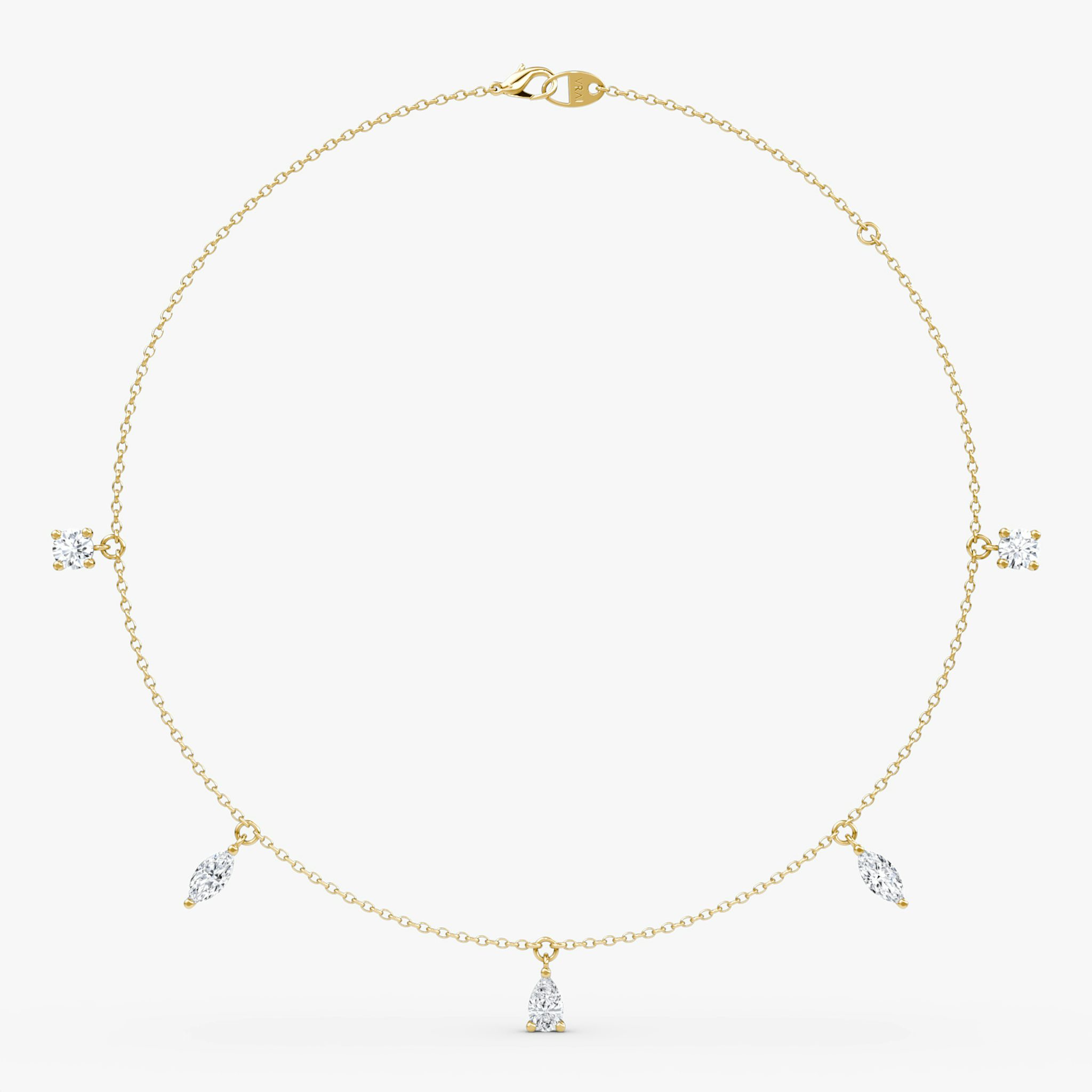 Floating Mixed Shape Necklace | 14k | Yellow Gold | diamondCount: 5 | diamondSize: large | chainLength: 16-18