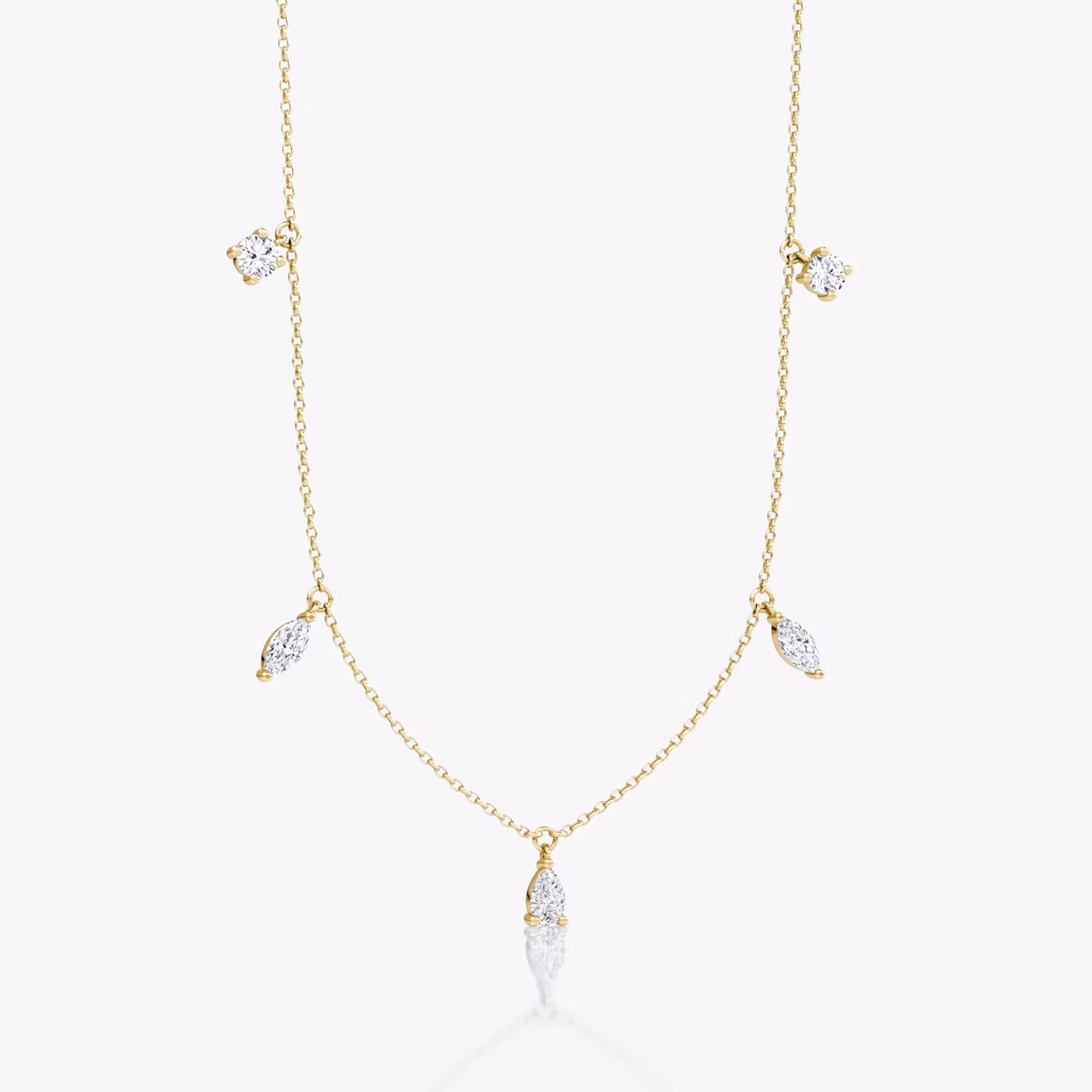 Floating Mixed Shape Halskette | 14k | Gelbgold | diamondCount: 5 | diamondSize: large | chainLength: 16-18