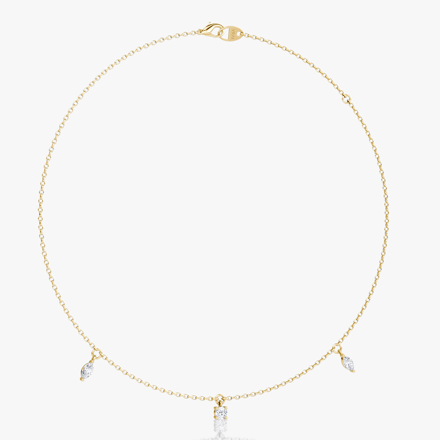 Floating Mixed Shape Necklace | 14k | Yellow Gold | diamondCount: 3 | diamondSize: original | chainLength: 16-18