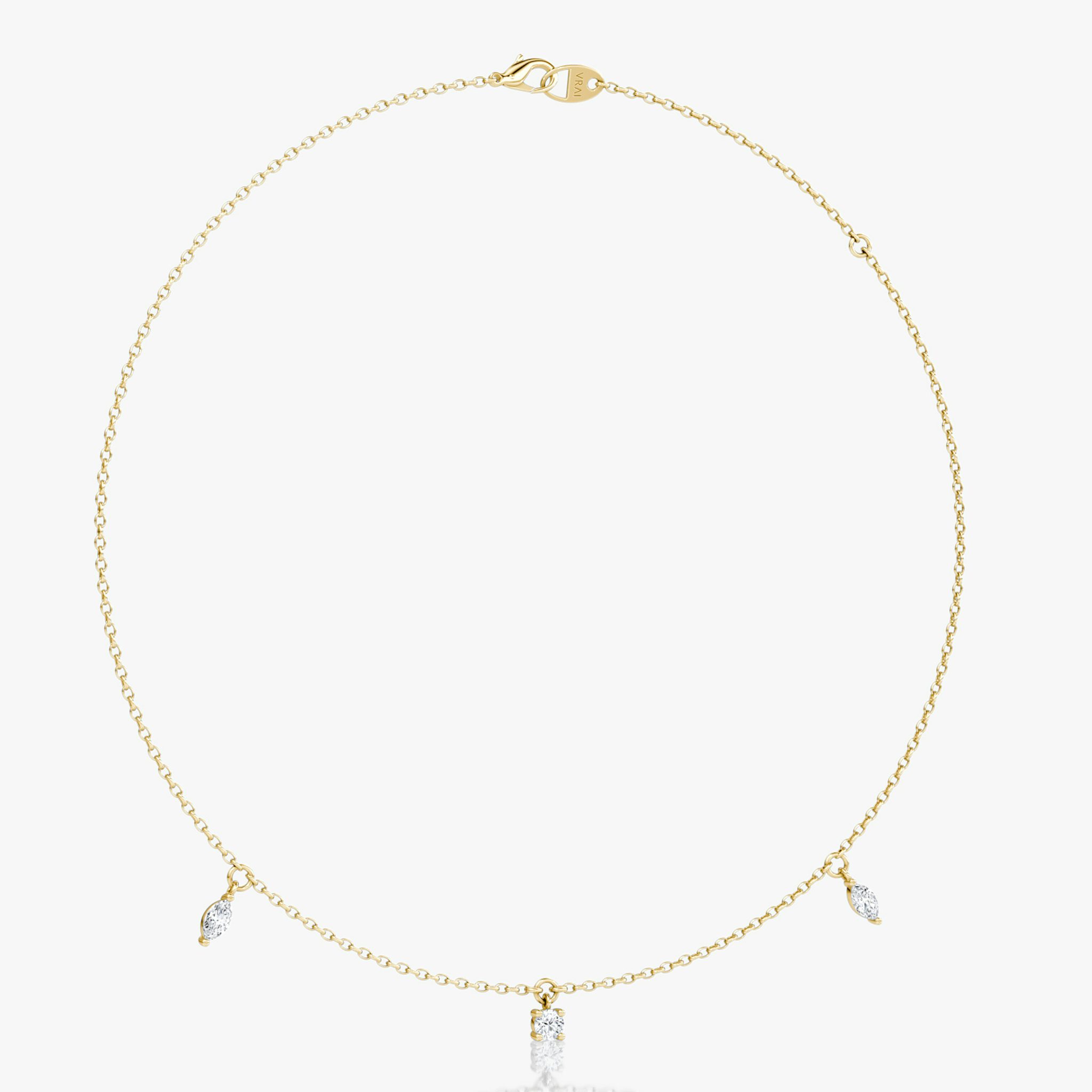 Floating Mixed Shape Necklace | 14k | Yellow Gold | diamondCount: 3 | diamondSize: original | chainLength: 16-18