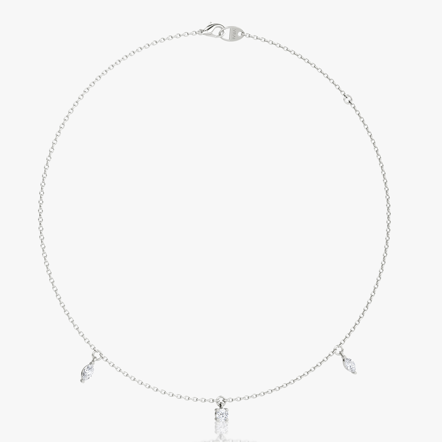 Floating Mixed Shape Necklace | 14k | White Gold | diamondCount: 3 | diamondSize: original | chainLength: 16-18