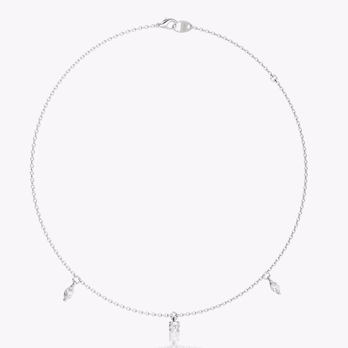 Floating Mixed Shape Necklace | 14k | White Gold | diamondCount: 3 | diamondSize: original | chainLength: 16-18