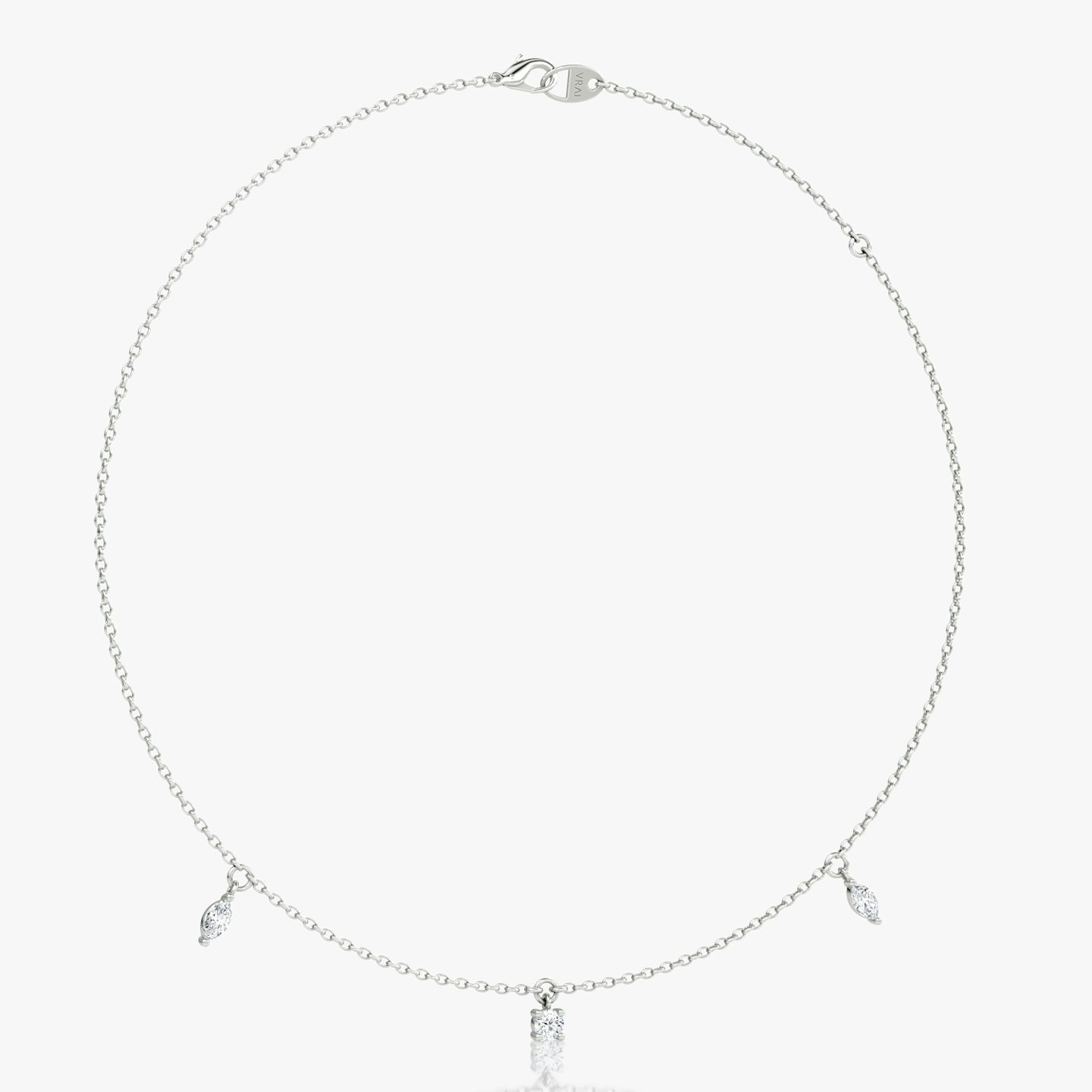 Floating Mixed Shape Necklace | 14k | White Gold | diamondCount: 3 | diamondSize: original | chainLength: 16-18