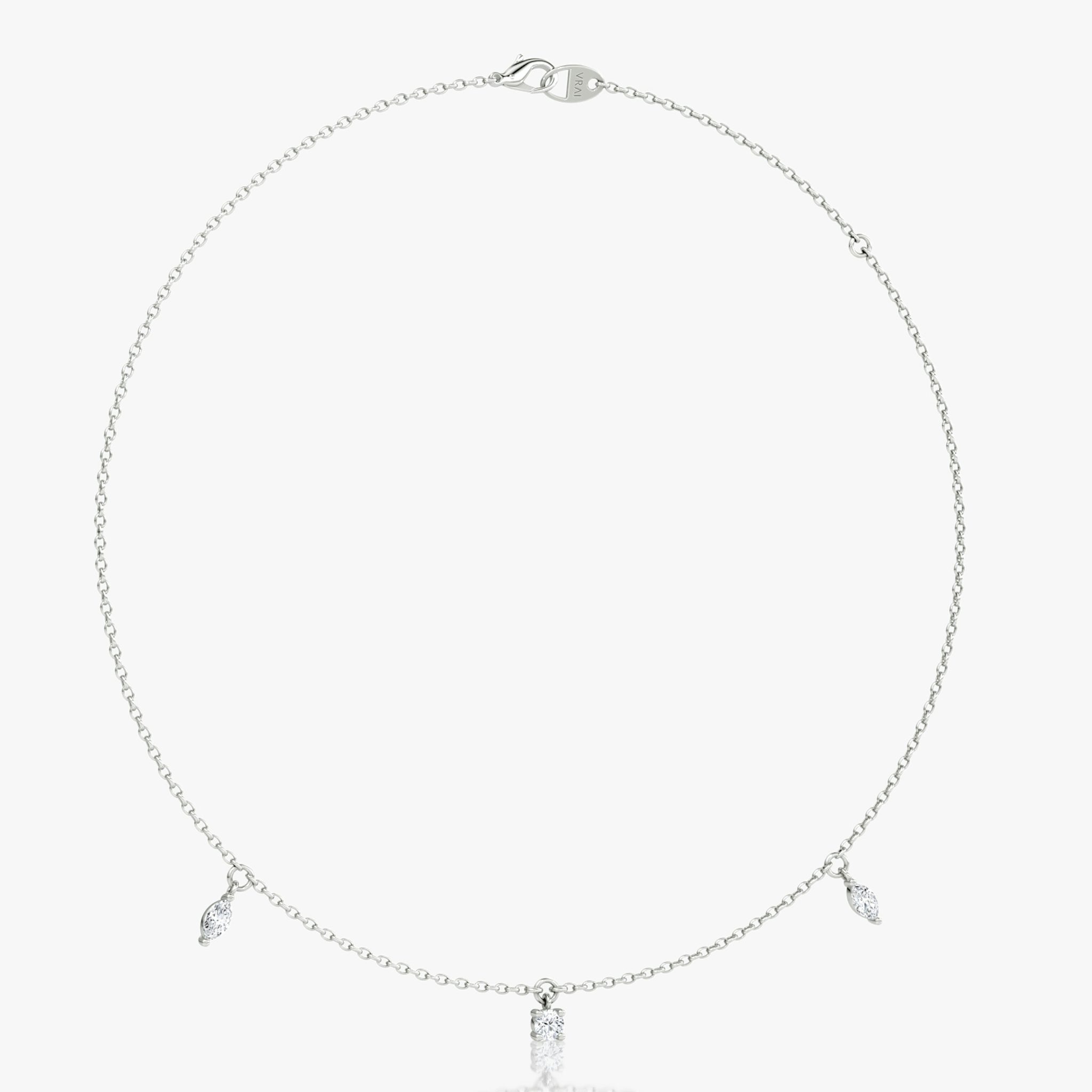 Floating Mixed Shape Necklace | 14k | White Gold | diamondCount: 3 | diamondSize: original | chainLength: 16-18