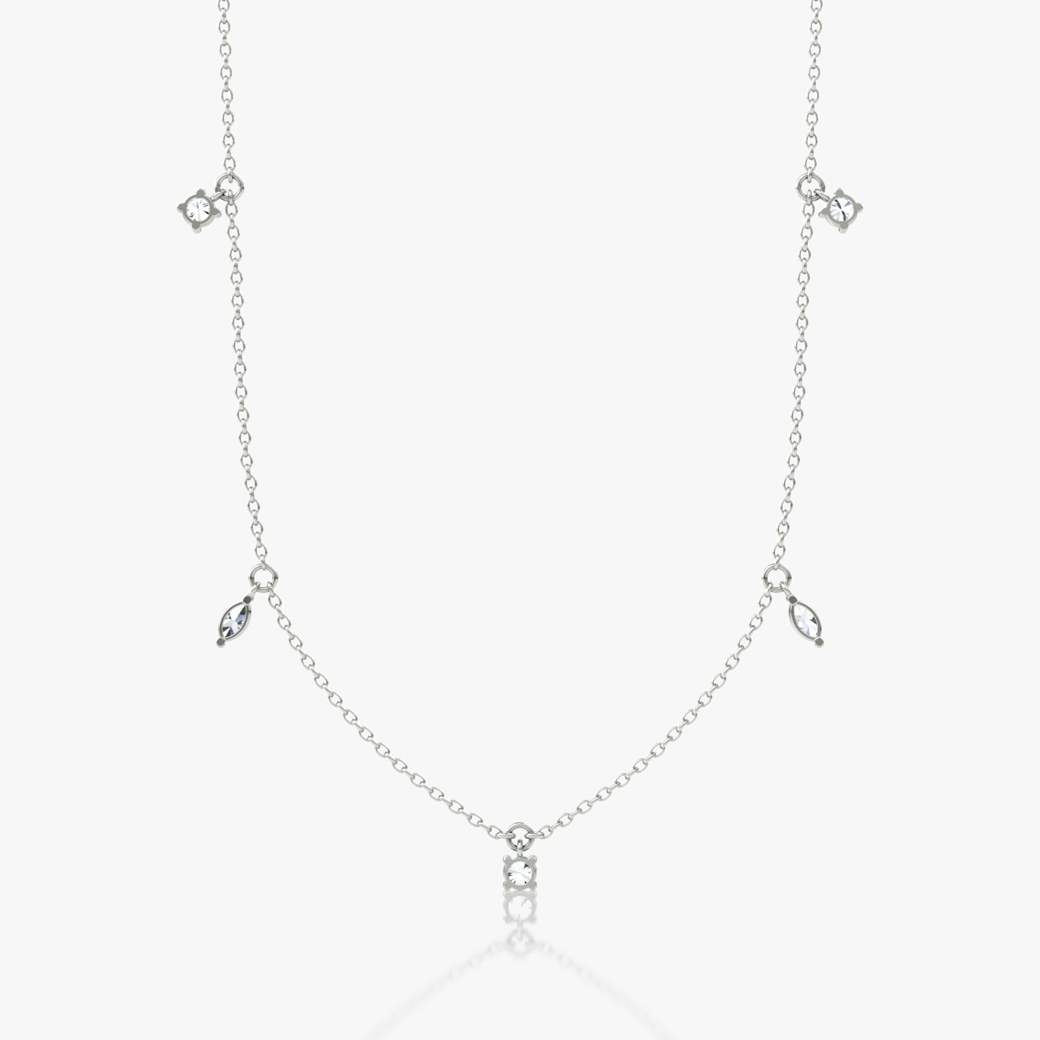 Floating Mixed Shape Necklace | 14k | White Gold | diamondCount: 5 | diamondSize: original | chainLength: 16-18