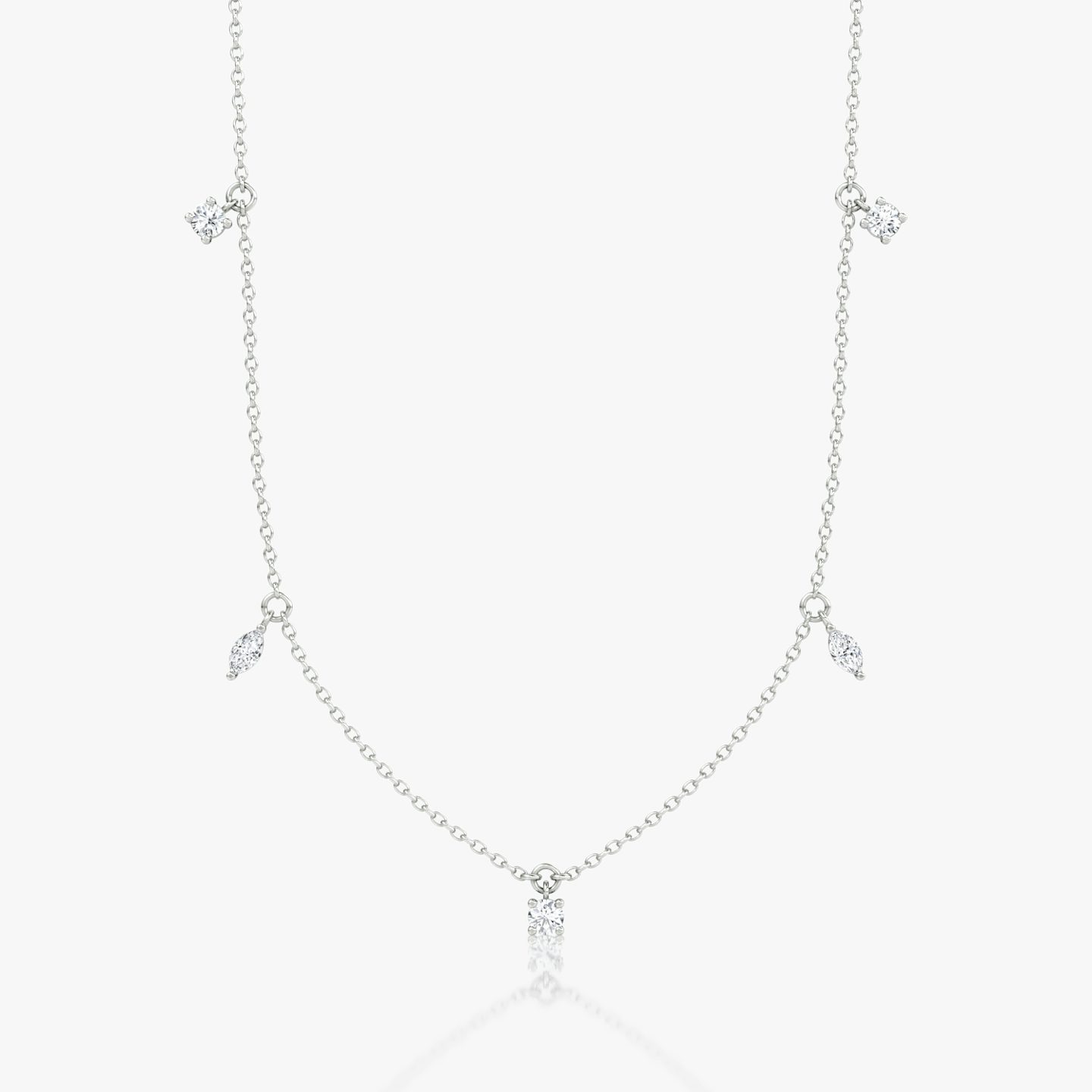 Floating Mixed Shape Necklace | 14k | White Gold | diamondCount: 5 | diamondSize: original | chainLength: 16-18