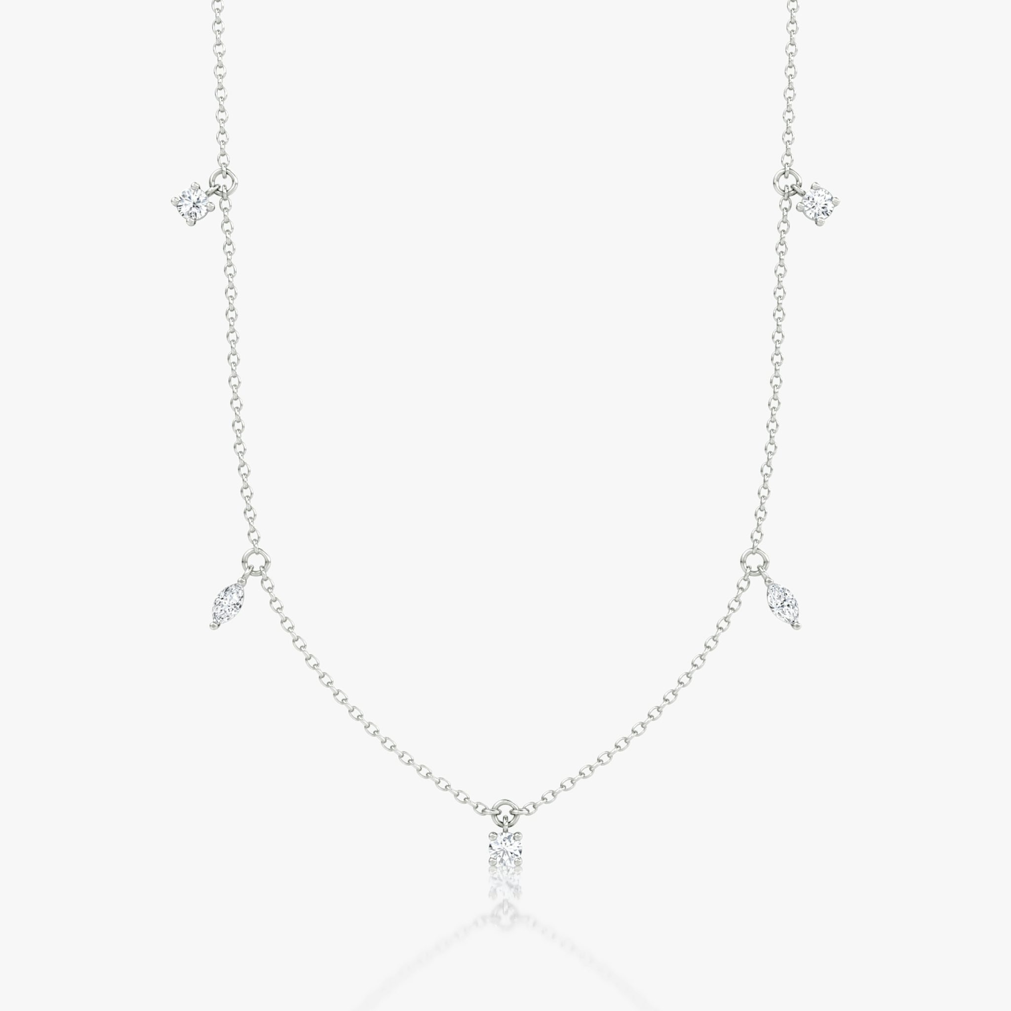 Floating Mixed Shape Necklace | 14k | White Gold | diamondCount: 5 | diamondSize: original | chainLength: 16-18