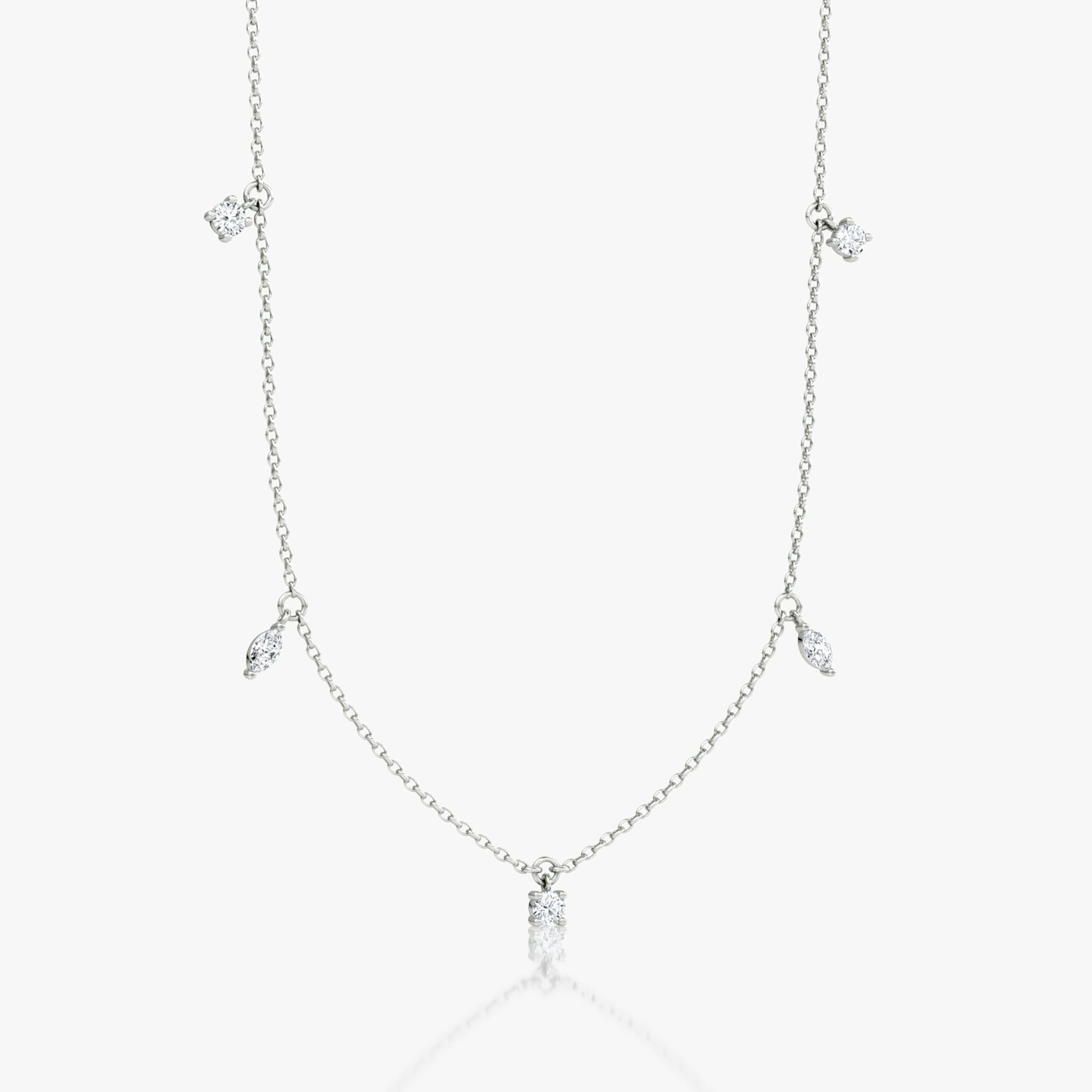Floating Mixed Shape Necklace | 14k | White Gold | diamondCount: 5 | diamondSize: original | chainLength: 16-18