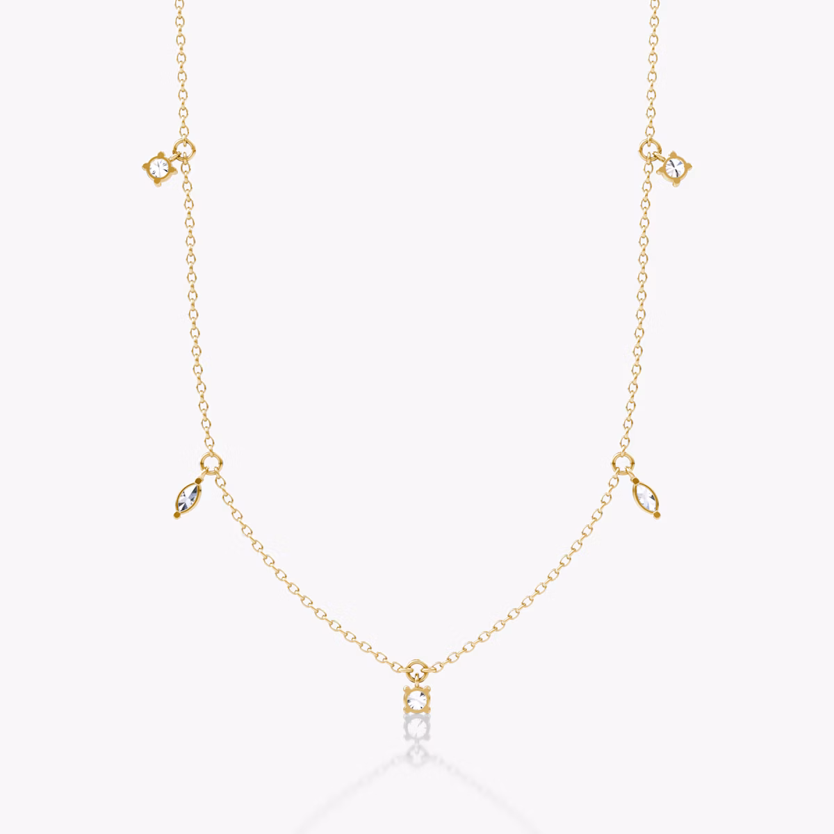 Floating Mixed Shape Necklace | 14k | Yellow Gold | diamondCount: 5 | diamondSize: original | chainLength: 16-18