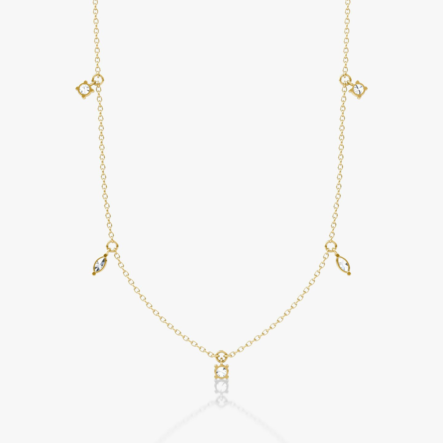 Floating Mixed Shape Necklace | 14k | Yellow Gold | diamondCount: 5 | diamondSize: original | chainLength: 16-18