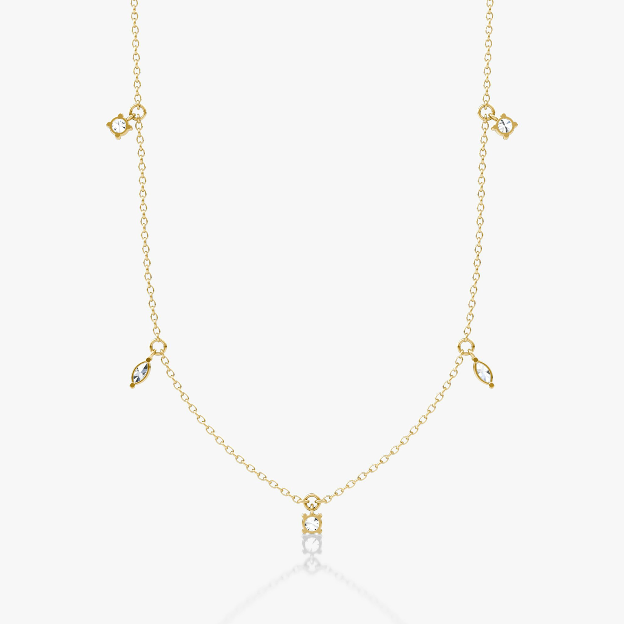 Floating Mixed Shape Necklace | 14k | Yellow Gold | diamondCount: 5 | diamondSize: original | chainLength: 16-18