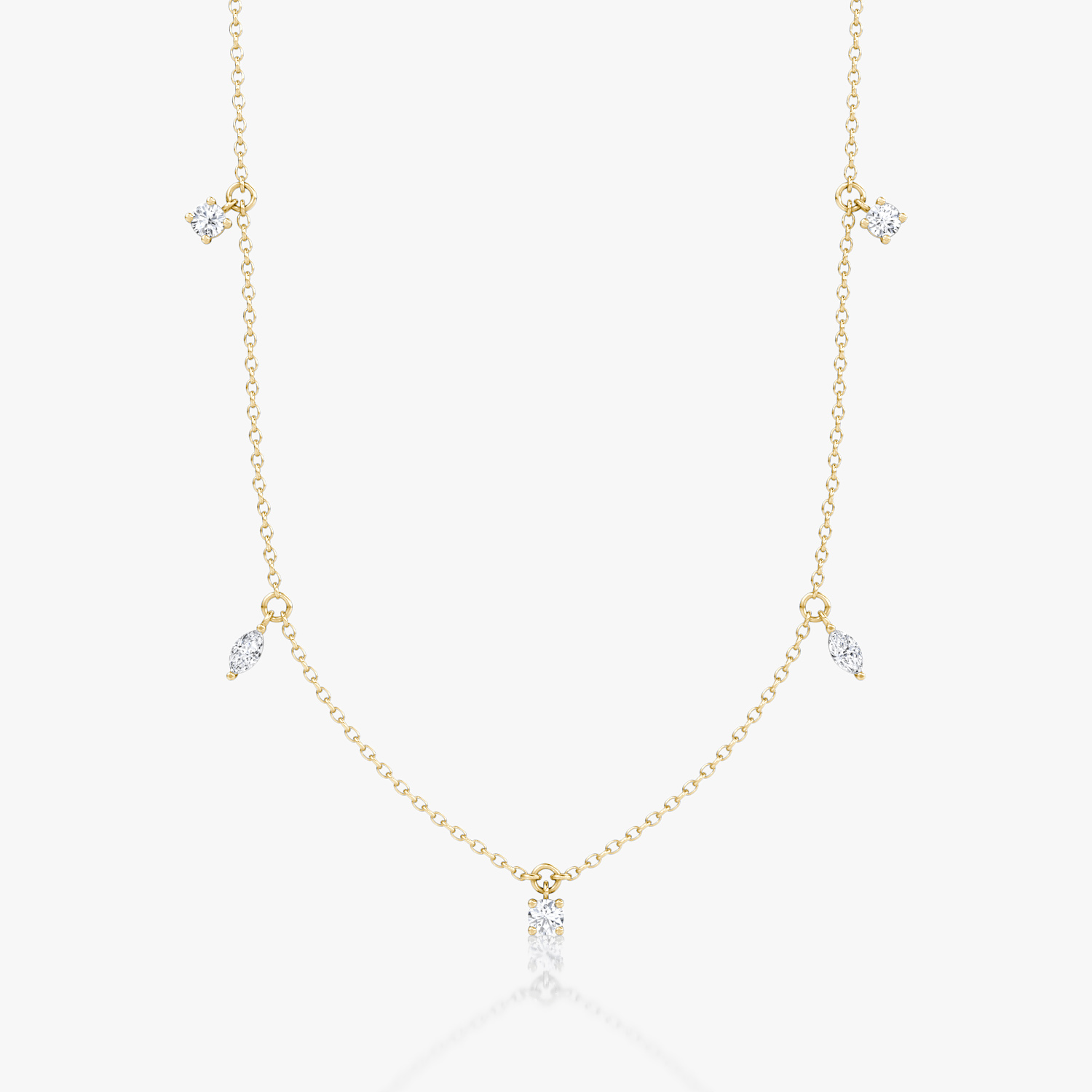 Floating Mixed Shape Necklace | 14k | Yellow Gold | diamondCount: 5 | diamondSize: original | chainLength: 16-18