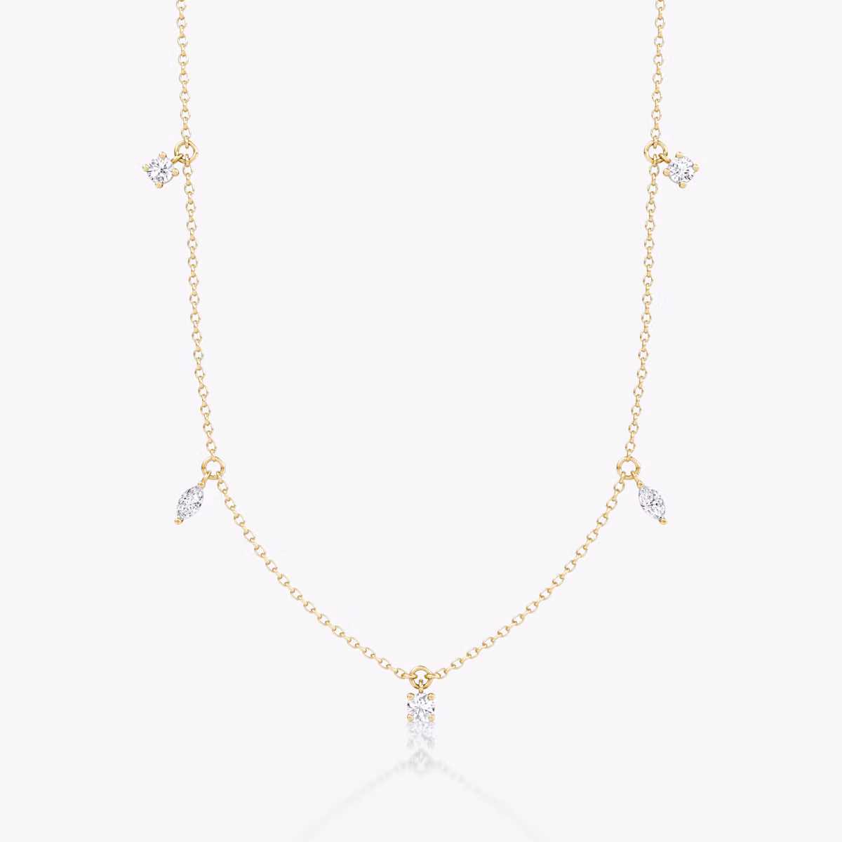 Floating Mixed Shape Necklace | 14k | Yellow Gold | diamondCount: 5 | diamondSize: original | chainLength: 16-18
