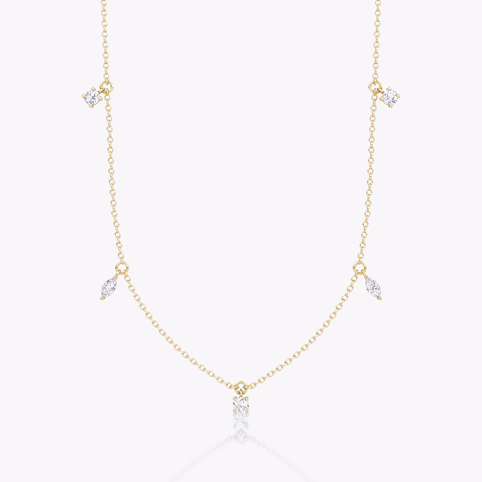 Floating Mixed Shape Necklace | 14k | Yellow Gold | diamondCount: 5 | diamondSize: original | chainLength: 16-18