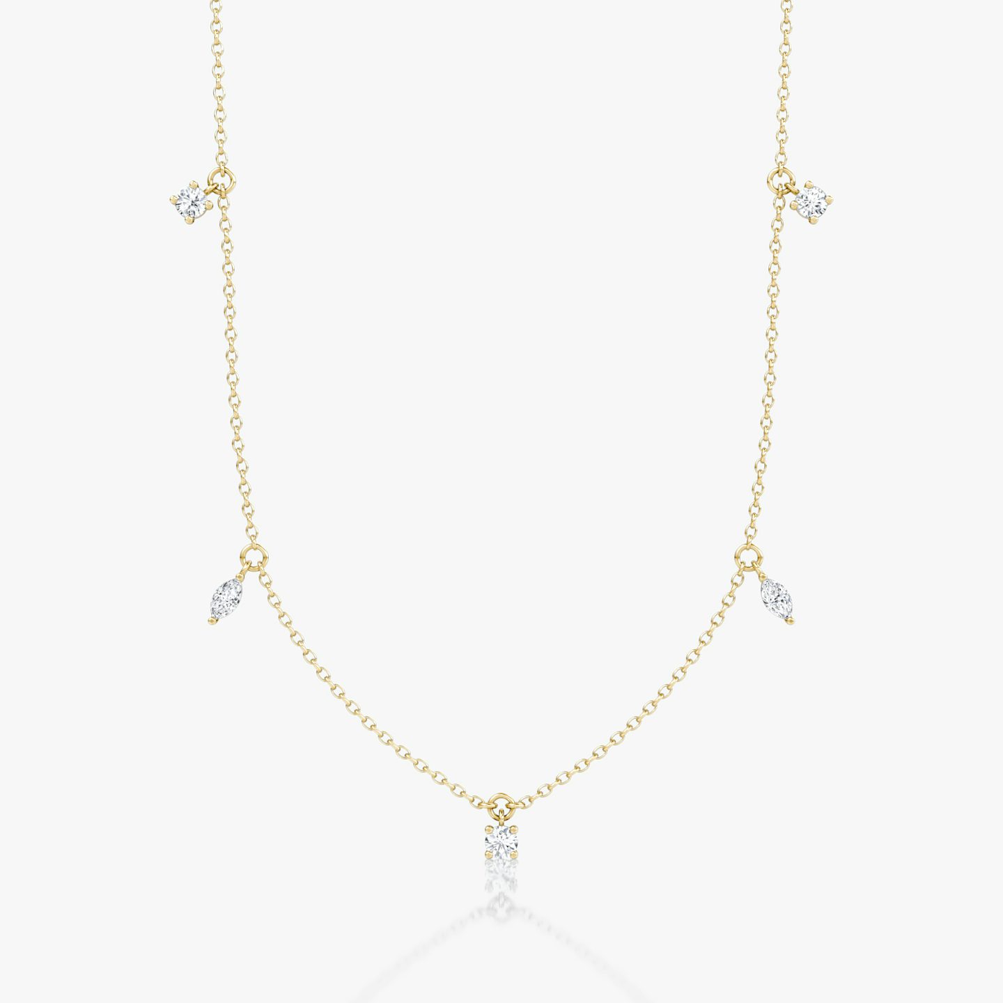 Floating Mixed Shape Necklace | 14k | Yellow Gold | diamondCount: 5 | diamondSize: original | chainLength: 16-18