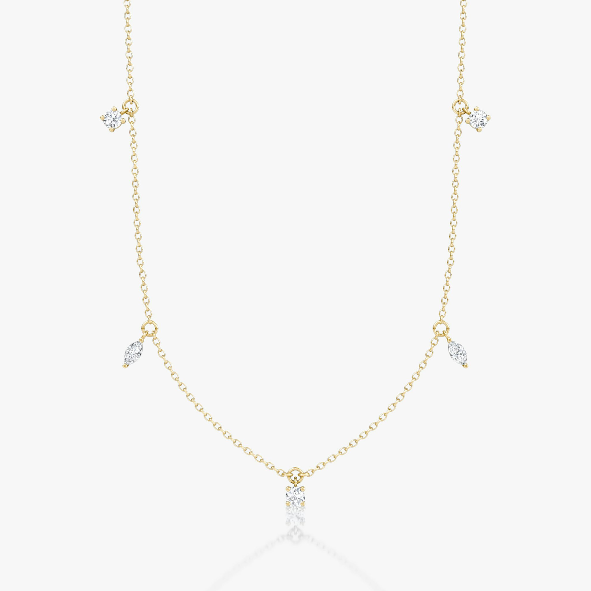 Floating Mixed Shape Necklace | 14k | Yellow Gold | diamondCount: 5 | diamondSize: original | chainLength: 16-18