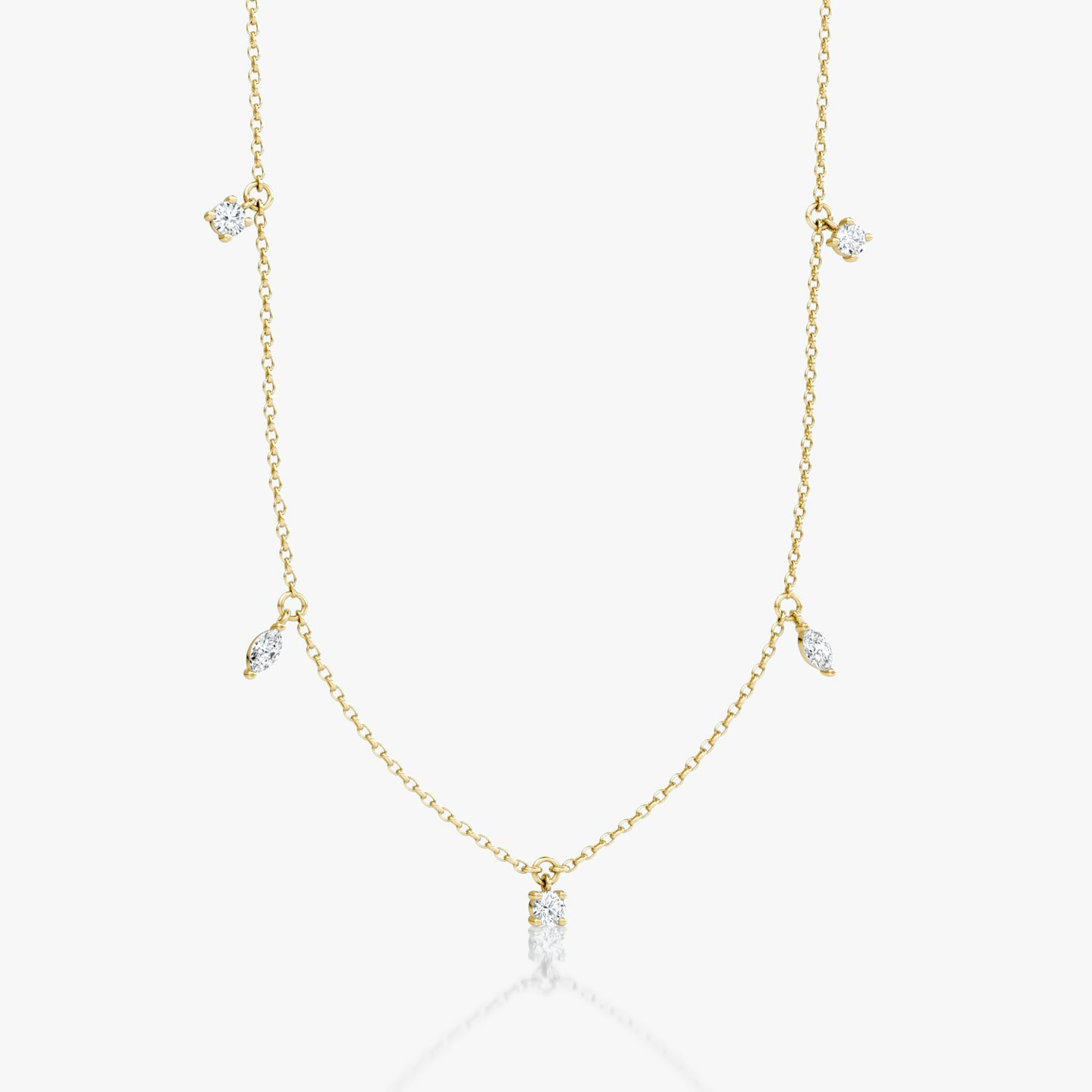 Floating Mixed Shape Necklace | 14k | Yellow Gold | diamondCount: 5 | diamondSize: original | chainLength: 16-18