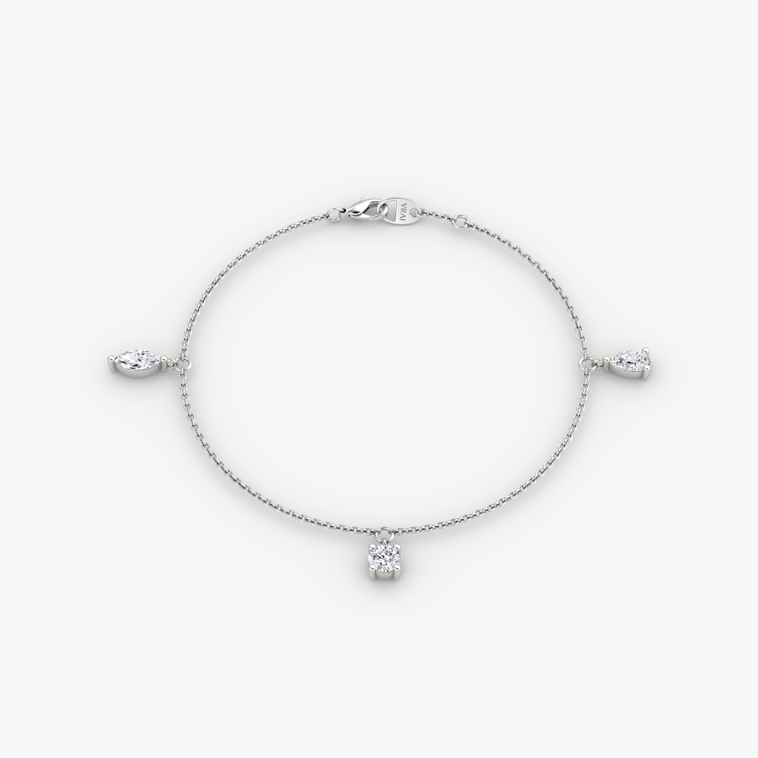 Floating Mixed Shape Bracelet  | White Gold
