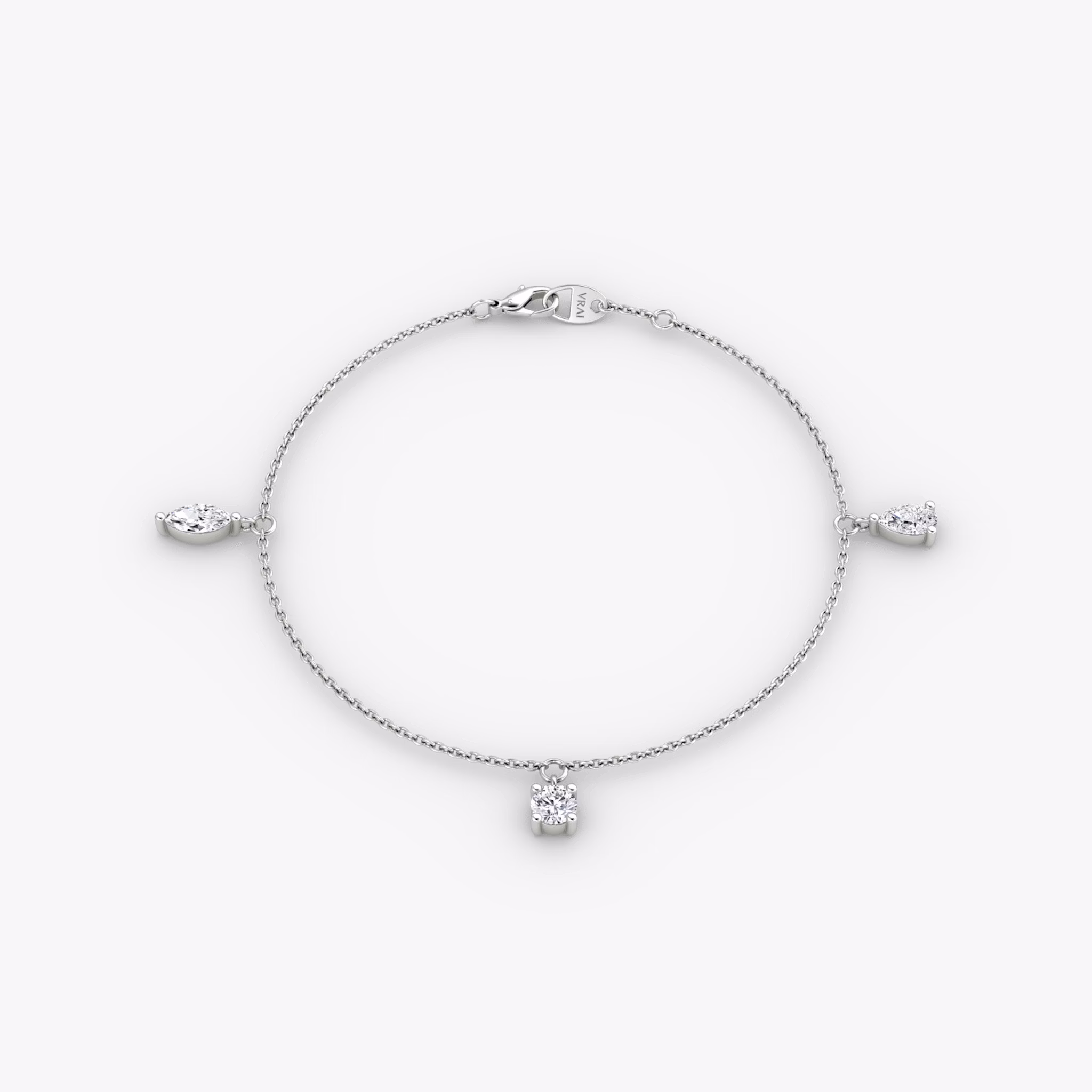 Floating Mixed Shape Bracelet | 14k | White Gold | diamondCount: 3 | diamondSize: large | chainLength: 7
