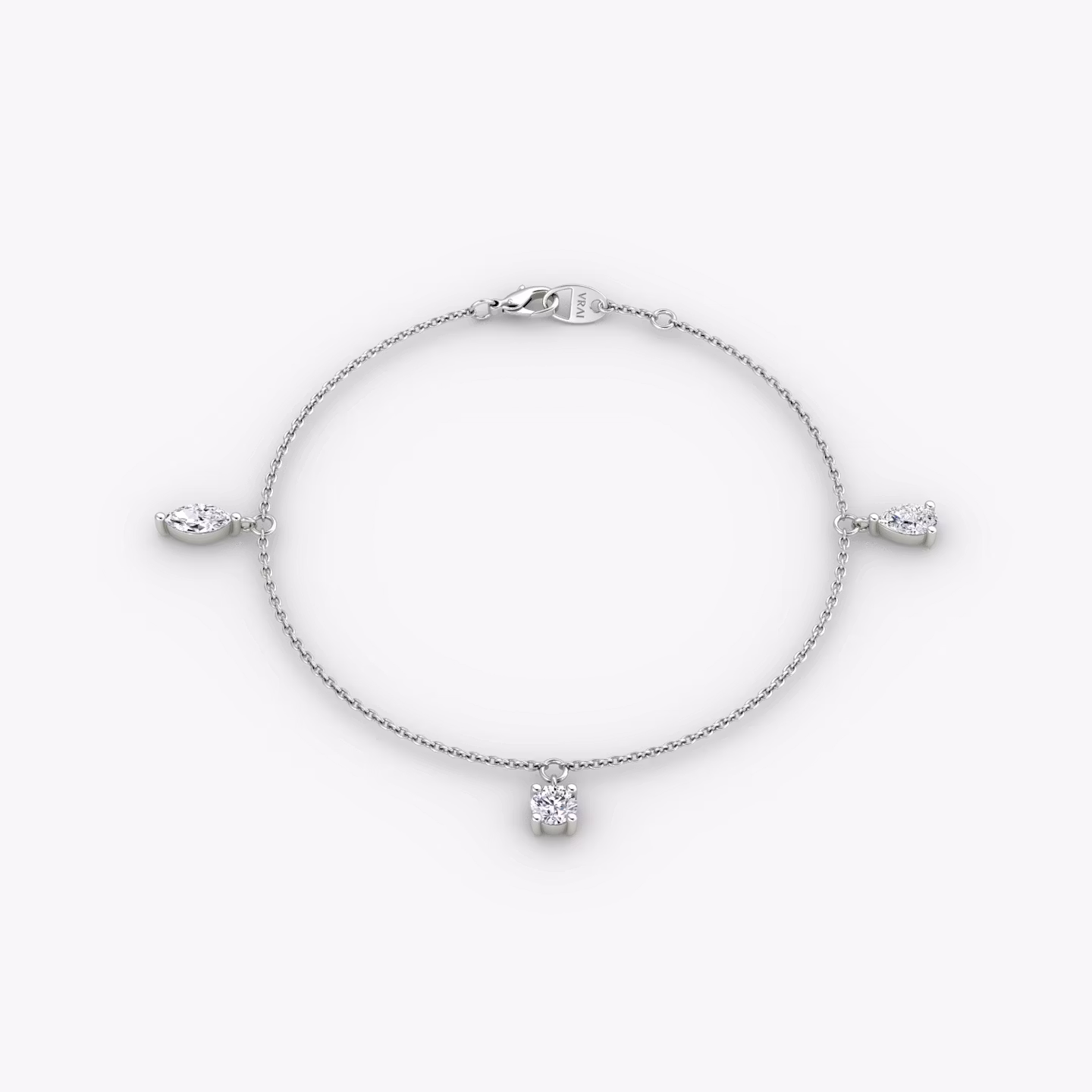 Floating Mixed Shape Bracelet | White Gold