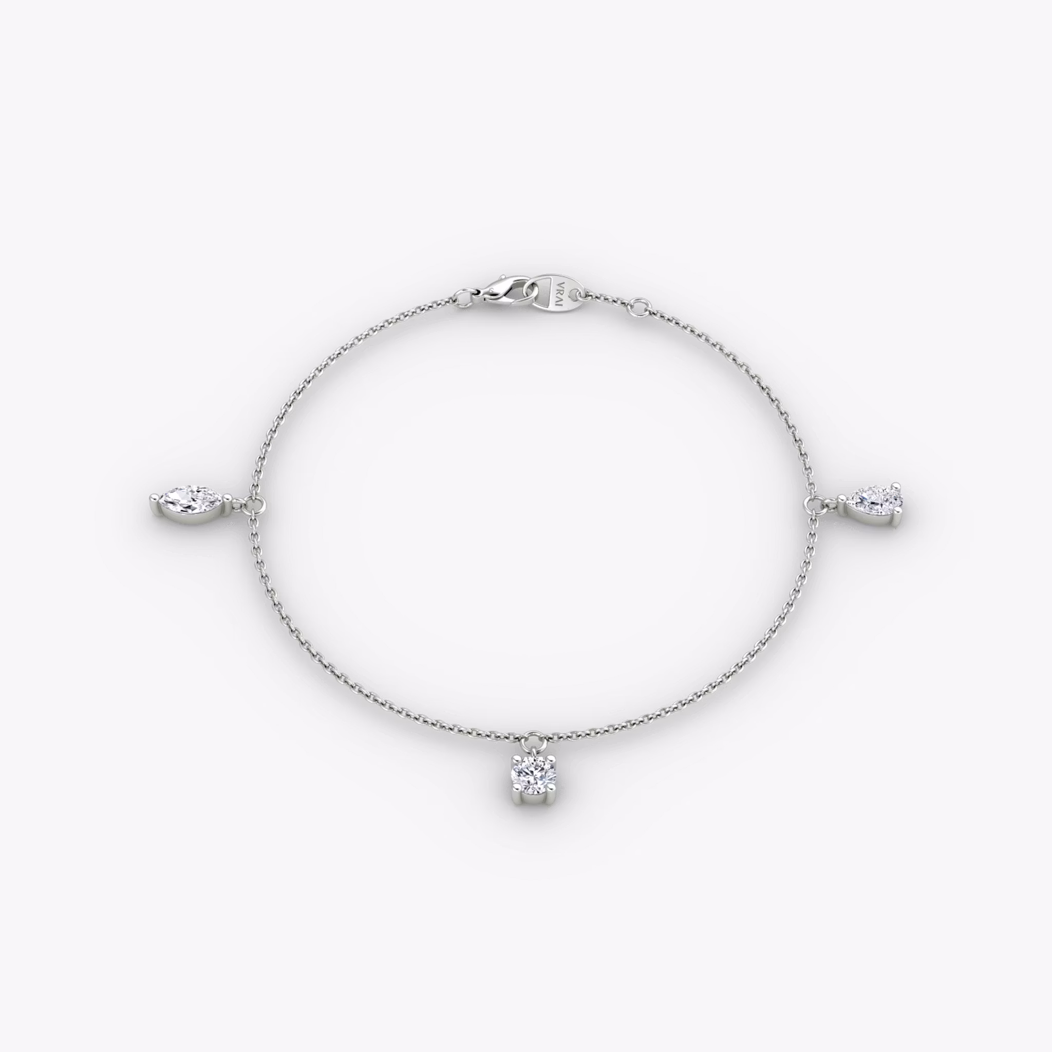 Floating Mixed Shape Bracelet | White Gold