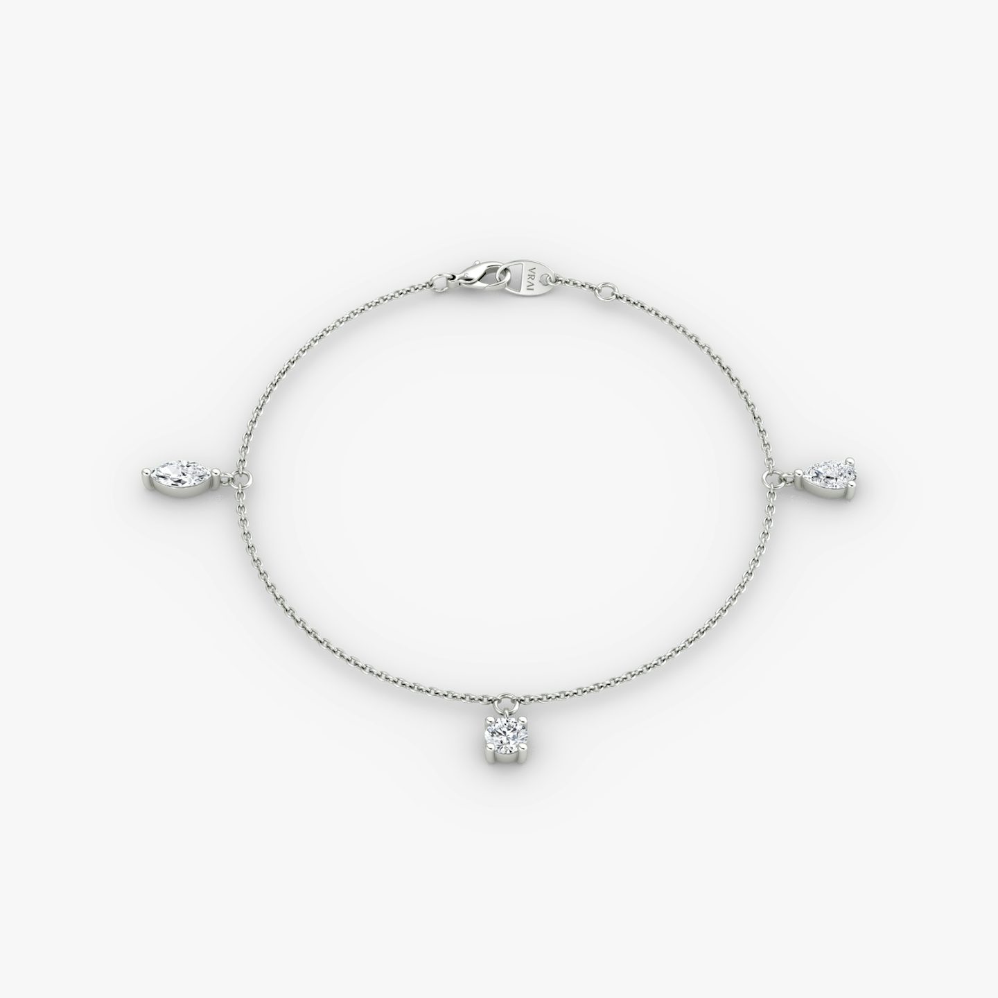 Floating Mixed Shape Bracelet | 14k | Weißgold | diamondCount: 3 | diamondSize: large | chainLength: 7