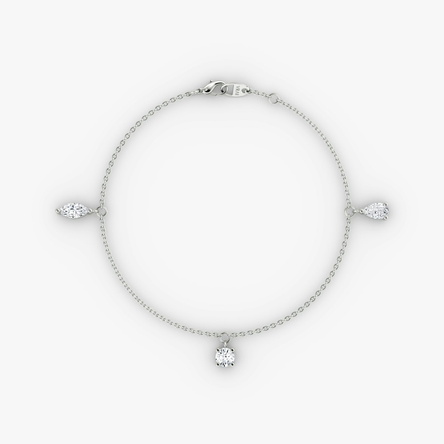 Floating Mixed Shape Bracelet | 14k | Weißgold | diamondCount: 3 | diamondSize: large | chainLength: 7