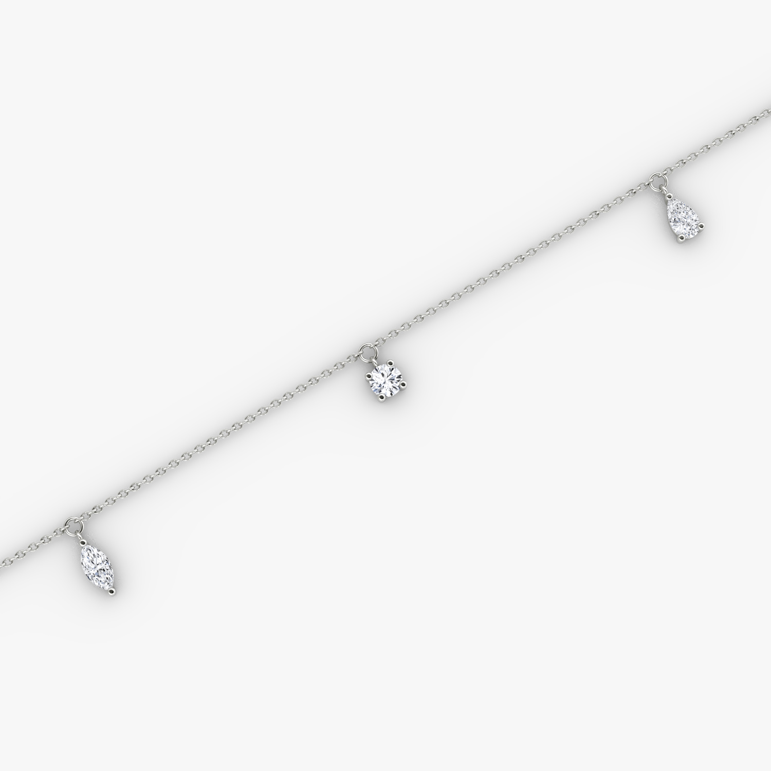 Floating Mixed Shape Bracelet | 14k | White Gold | diamondCount: 3 | diamondSize: large | chainLength: 7