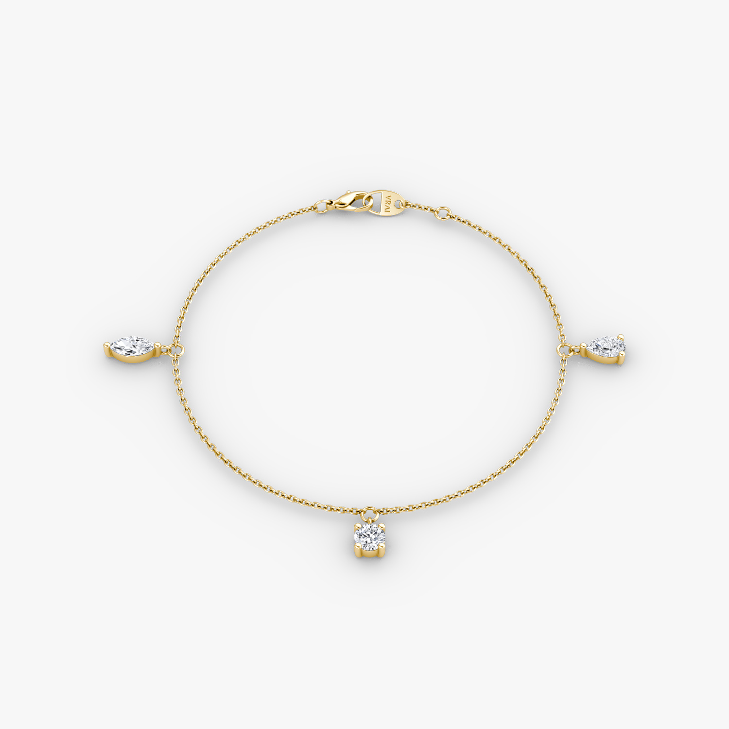 Floating Mixed Shape Bracelet | 14k | Yellow Gold | diamondCount: 3 | diamondSize: large | chainLength: 7