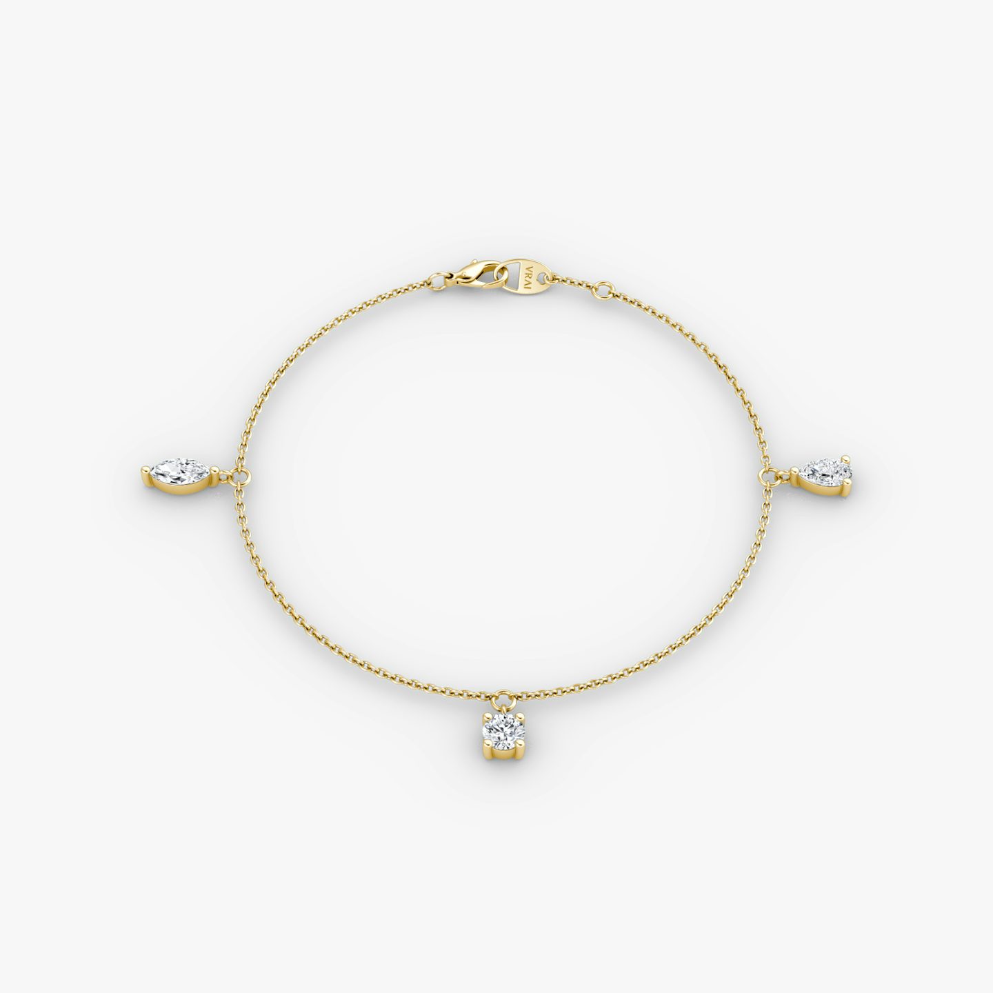 Floating Mixed Shape Bracelet | 14k | Gelbgold | diamondCount: 3 | diamondSize: large | chainLength: 7