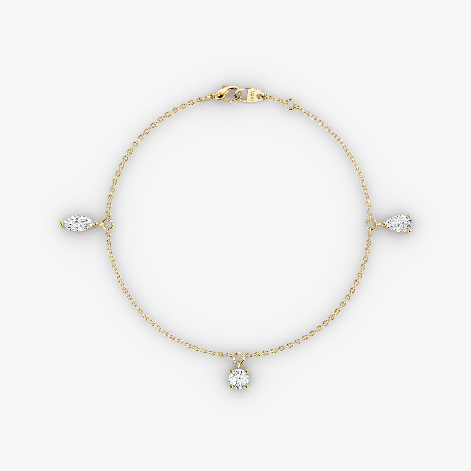 Floating Mixed Shape Bracelet | 14k | Yellow Gold | diamondCount: 3 | diamondSize: large | chainLength: 7