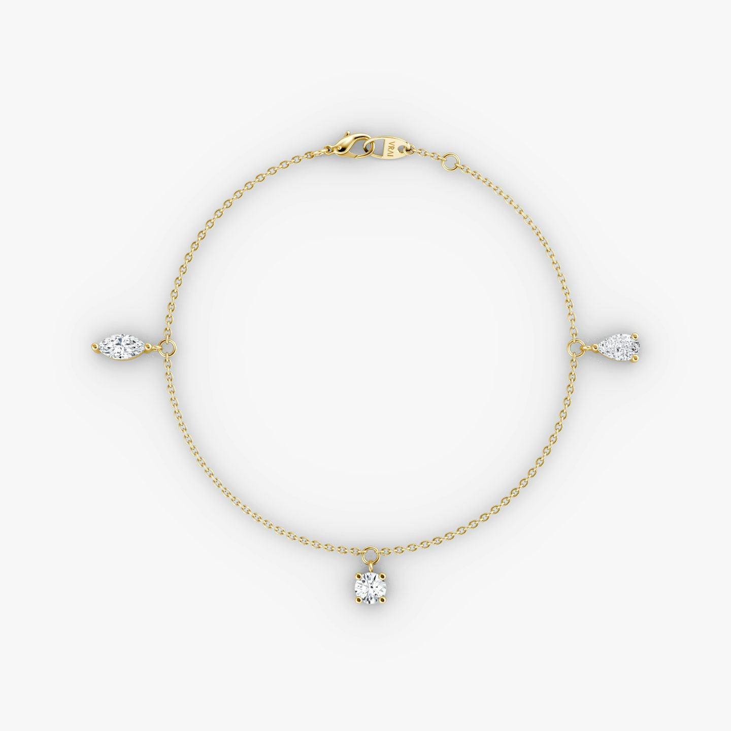 Floating Mixed Shape Bracelet | 14k | Gelbgold | diamondCount: 3 | diamondSize: large | chainLength: 7