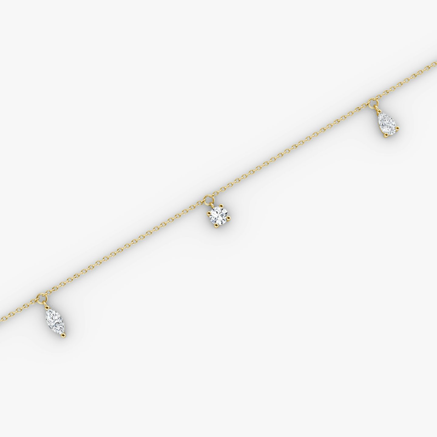 Floating Mixed Shape Bracelet | 14k | Gelbgold | diamondCount: 3 | diamondSize: large | chainLength: 7