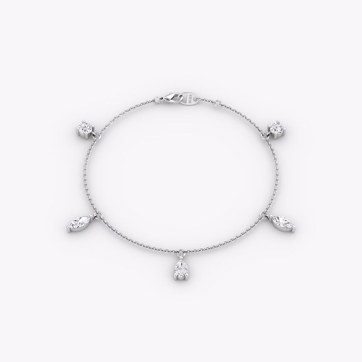 Floating Mixed Shape Bracelet | 14k | Weißgold | diamondCount: 5 | diamondSize: large | chainLength: 7
