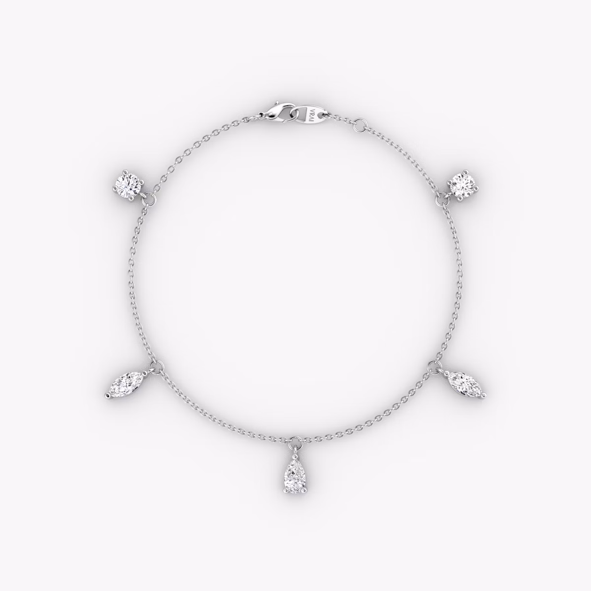 Floating Mixed Shape Bracelet | 14k | Weißgold | diamondCount: 5 | diamondSize: large | chainLength: 7