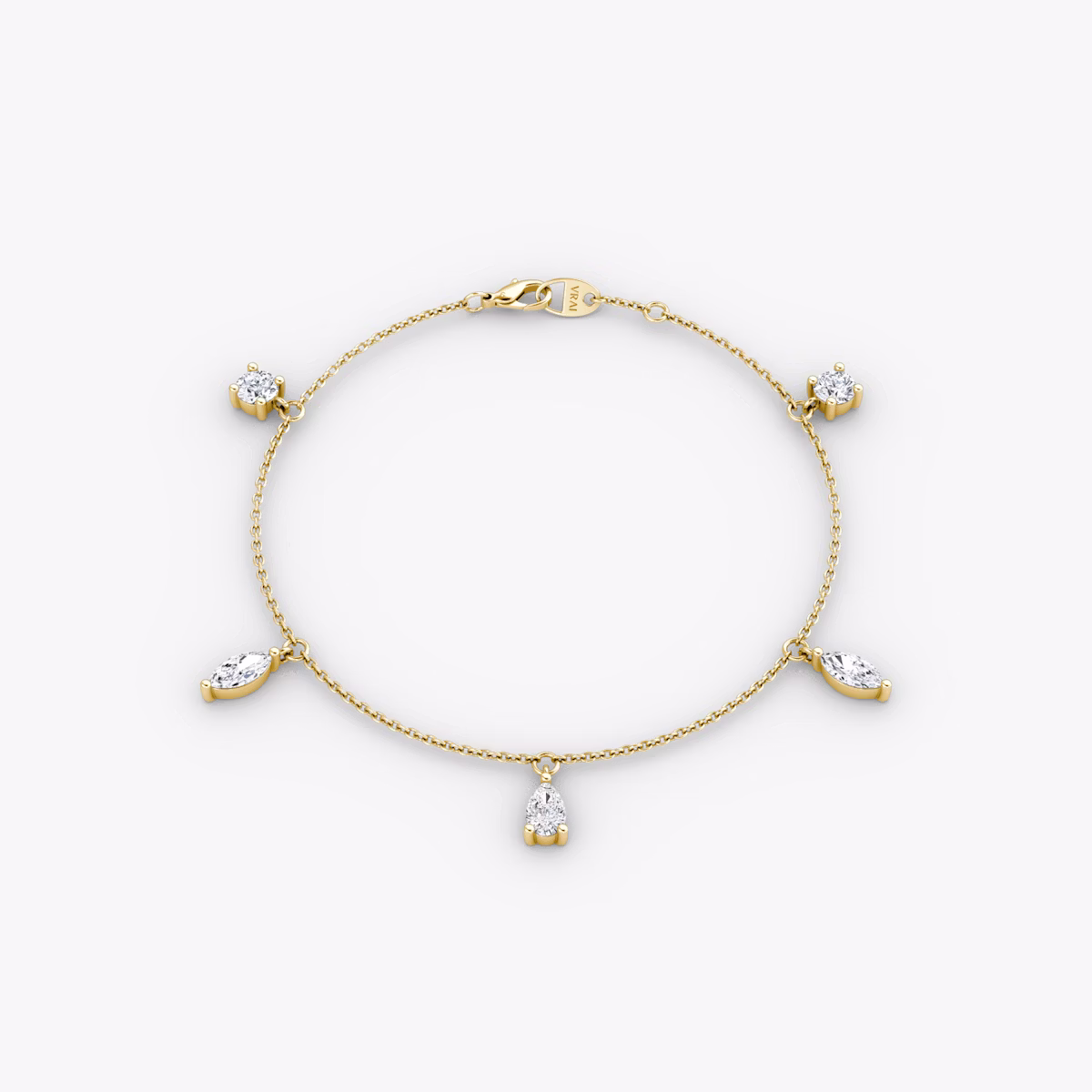 Floating Mixed Shape Bracelet | 14k | Gelbgold | diamondCount: 5 | diamondSize: large | chainLength: 7