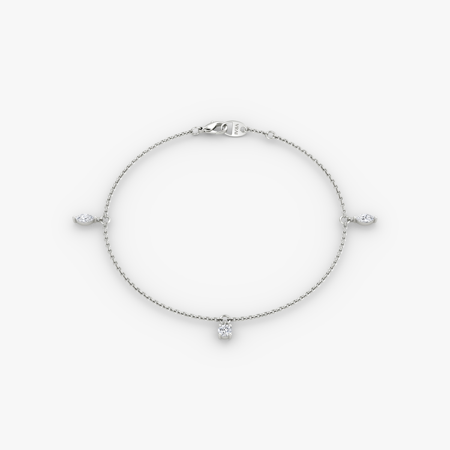 Floating Mixed Shape Bracelet | 14k | White Gold | diamondCount: 3 | diamondSize: original | chainLength: 7