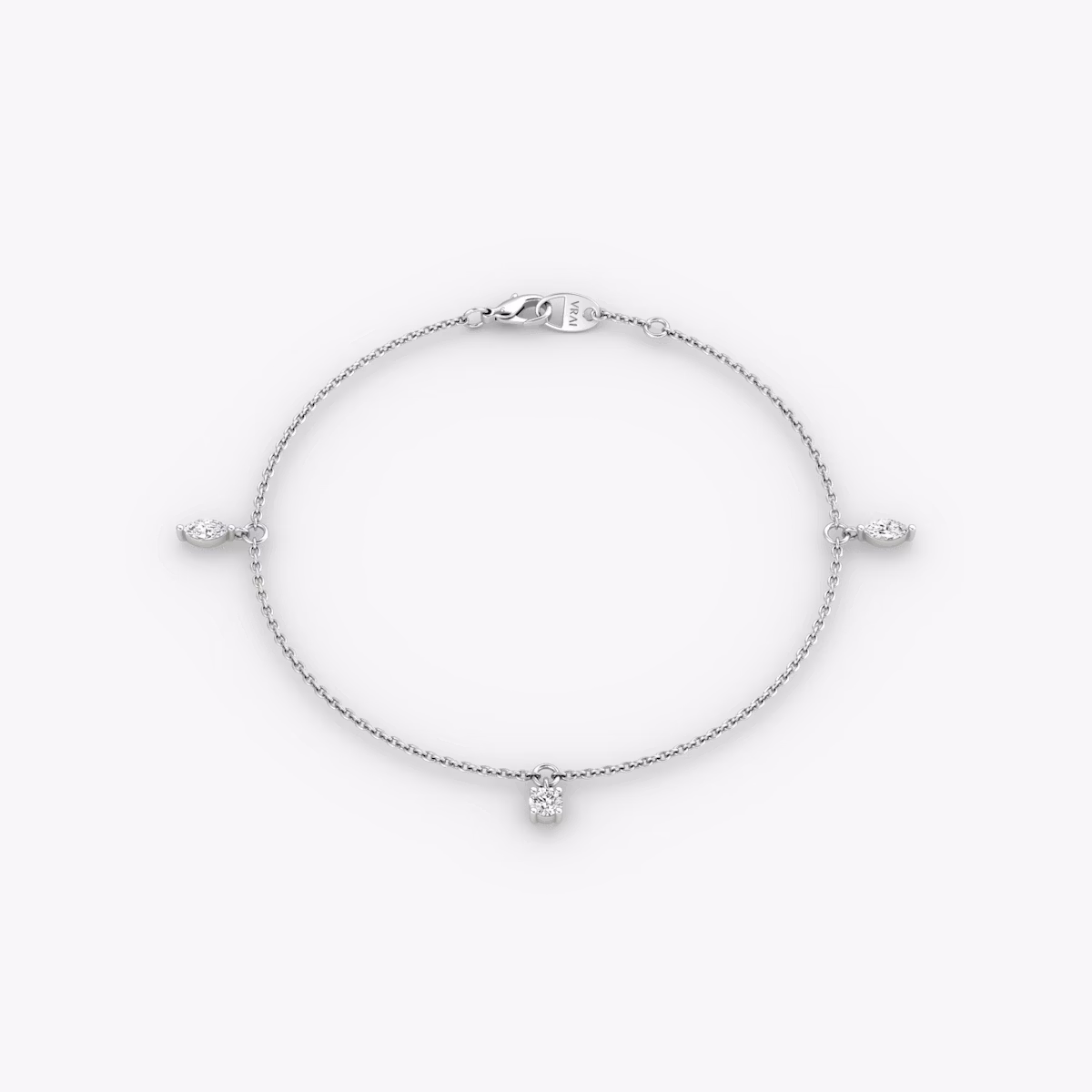 Floating Mixed Shape Bracelet | 14k | White Gold | diamondCount: 3 | diamondSize: original | chainLength: 7