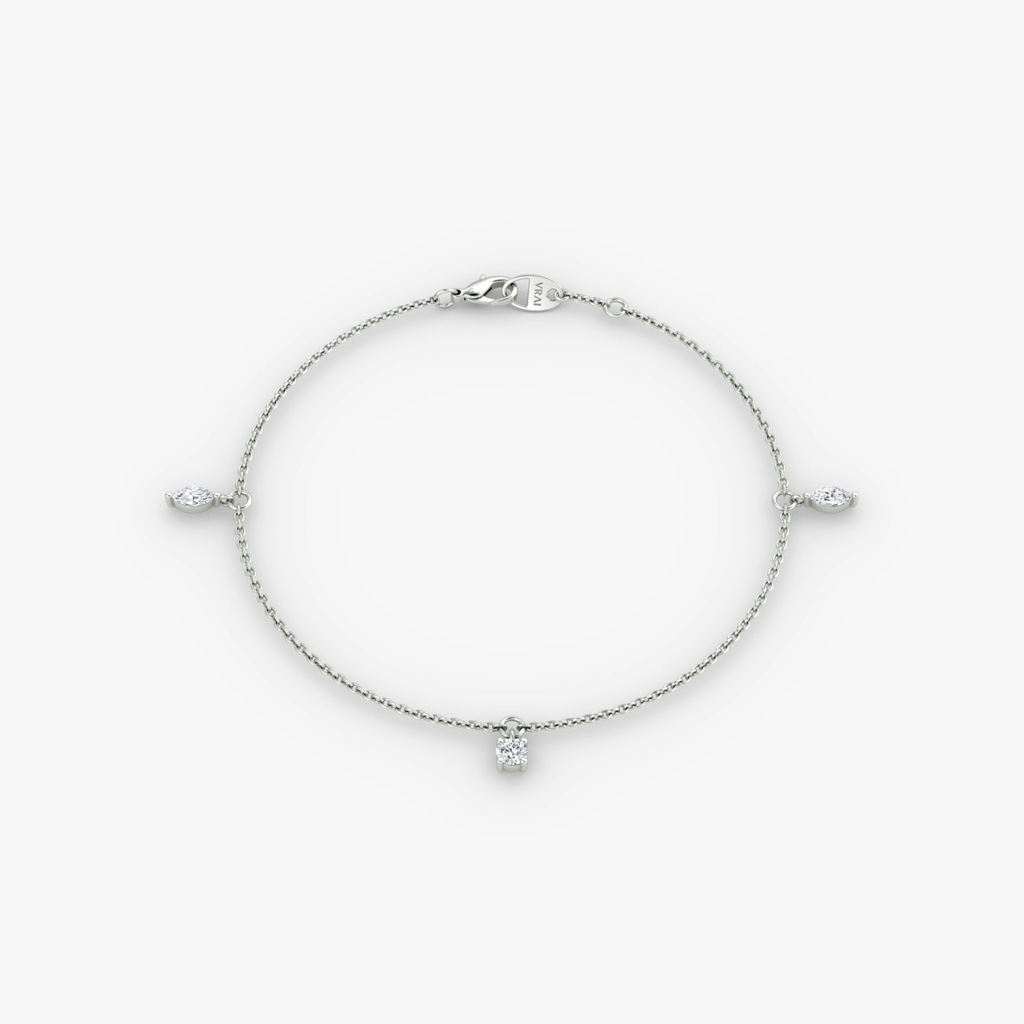 Floating Mixed Shape Bracelet | 14k | White Gold | diamondCount: 3 | diamondSize: original | chainLength: 7