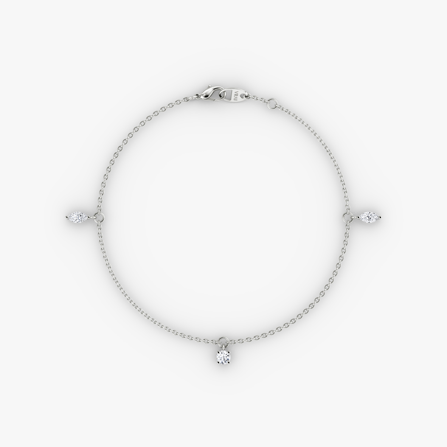 Floating Mixed Shape Bracelet | 14k | White Gold | diamondCount: 3 | diamondSize: original | chainLength: 7
