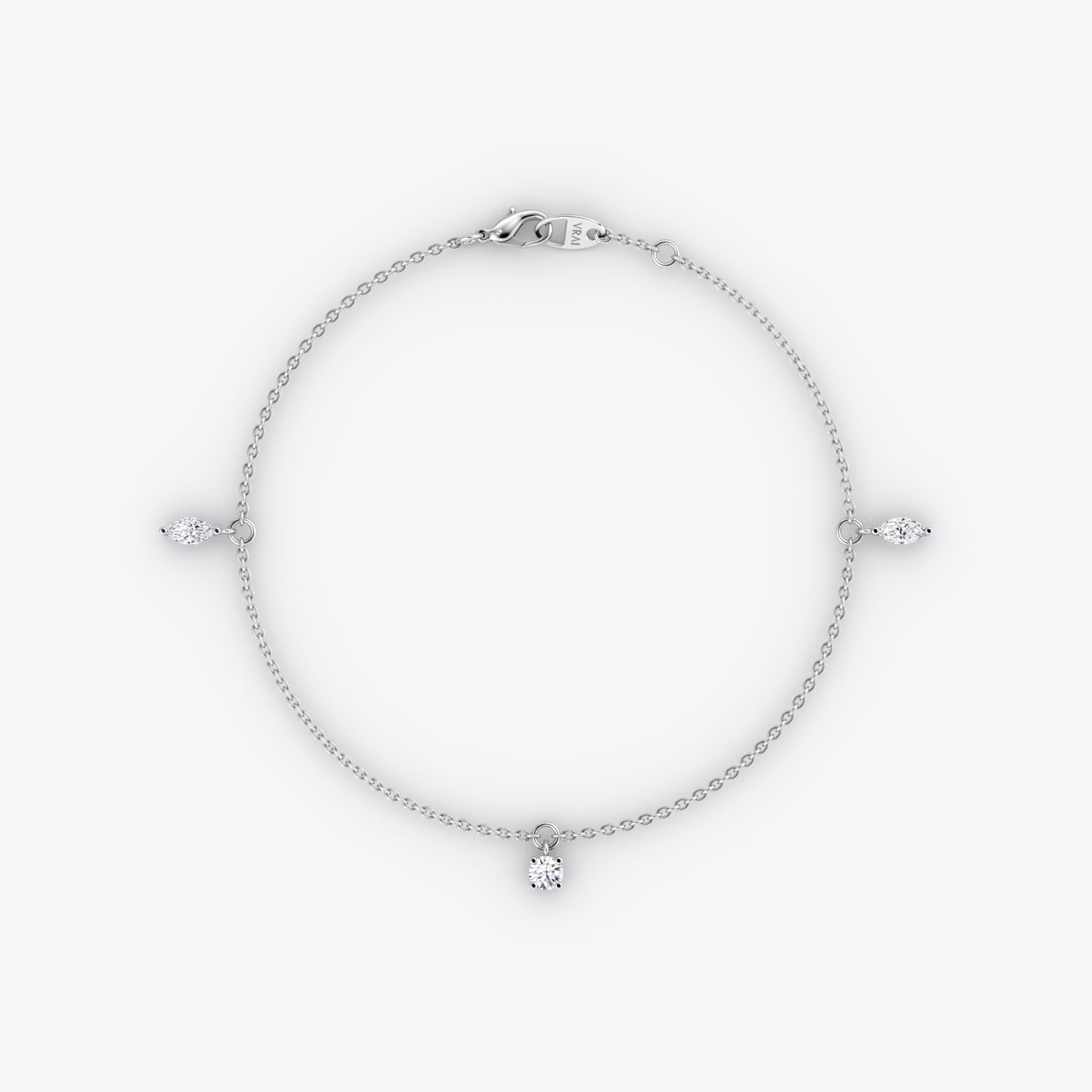 Floating Mixed Shape Bracelet | 14k | White Gold | diamondCount: 3 | diamondSize: original | chainLength: 7