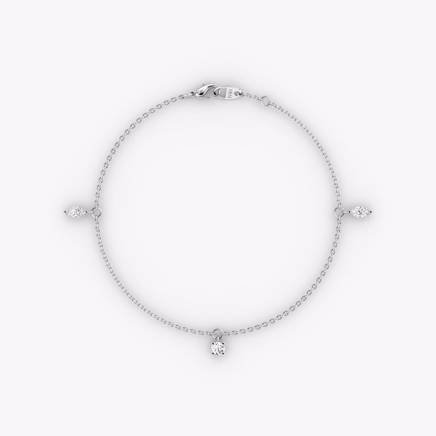 Floating Mixed Shape Bracelet | 14k | White Gold | diamondCount: 3 | diamondSize: original | chainLength: 7