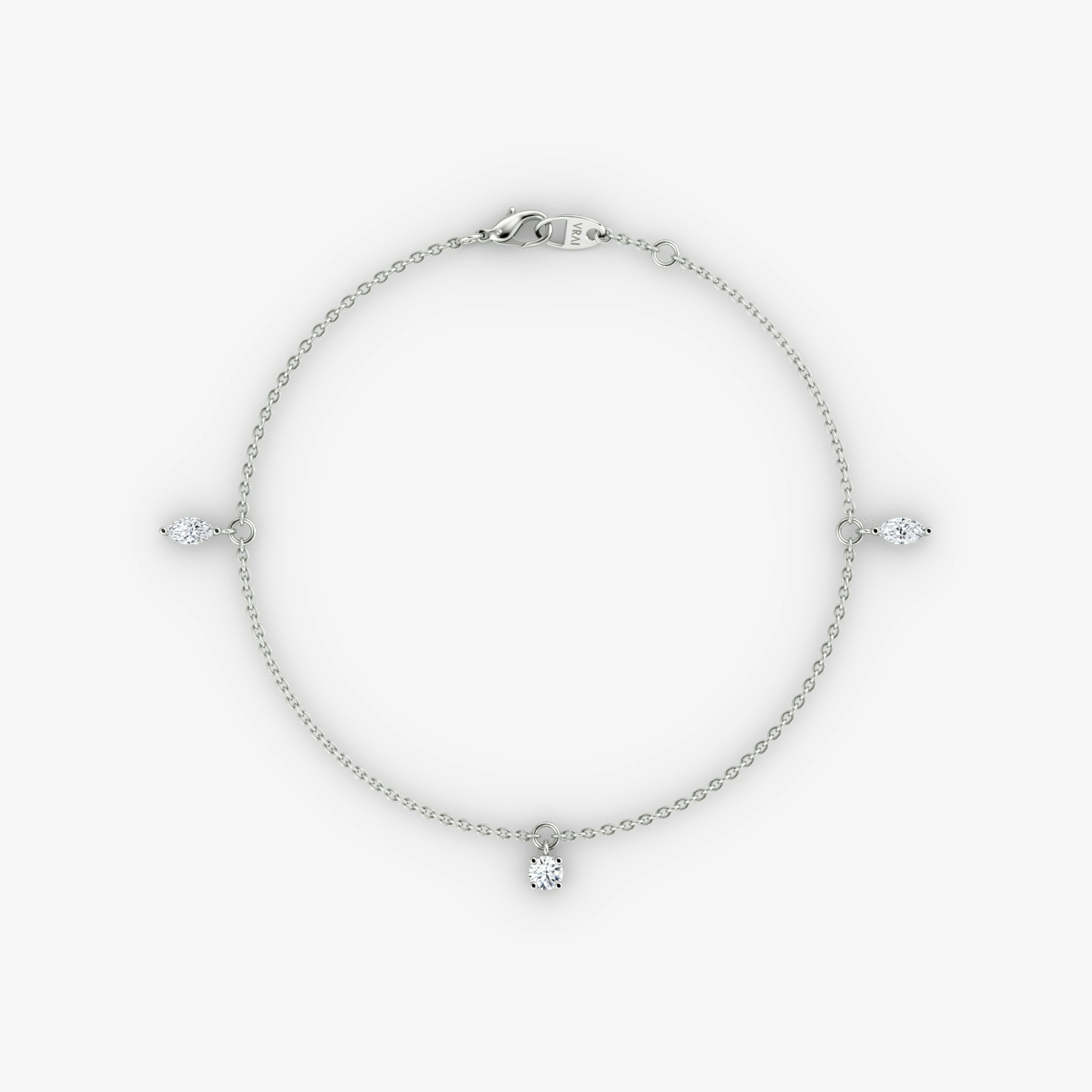 Floating Mixed Shape Bracelet | 14k | White Gold | diamondCount: 3 | diamondSize: original | chainLength: 7