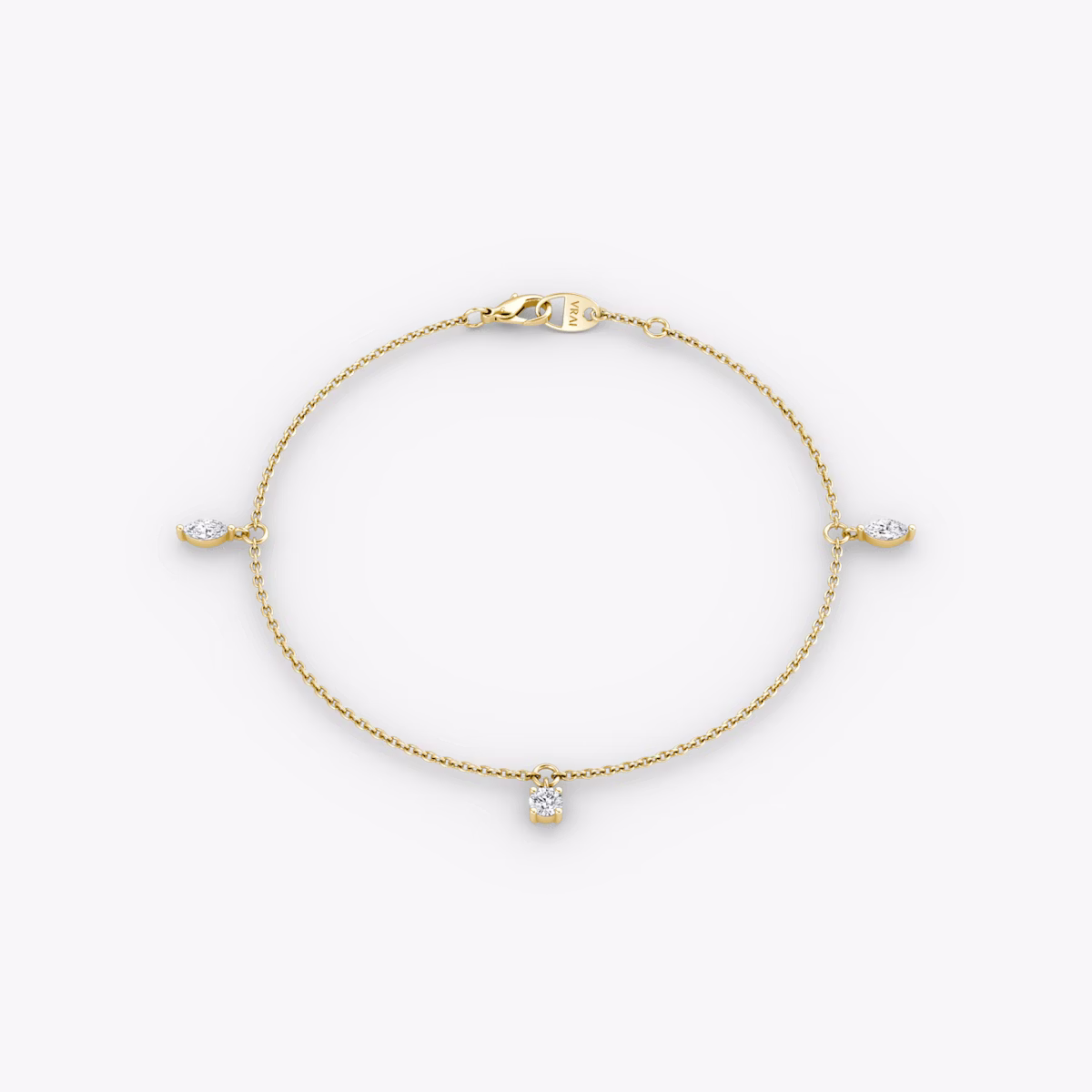 Floating Mixed Shape Bracelet | 14k | Yellow Gold | diamondCount: 3 | diamondSize: original | chainLength: 7