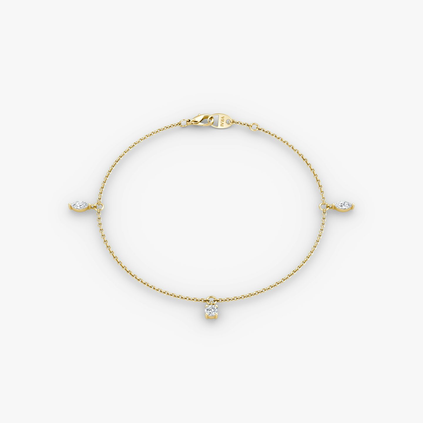 Floating Mixed Shape Bracelet | 14k | Yellow Gold | diamondCount: 3 | diamondSize: original | chainLength: 7