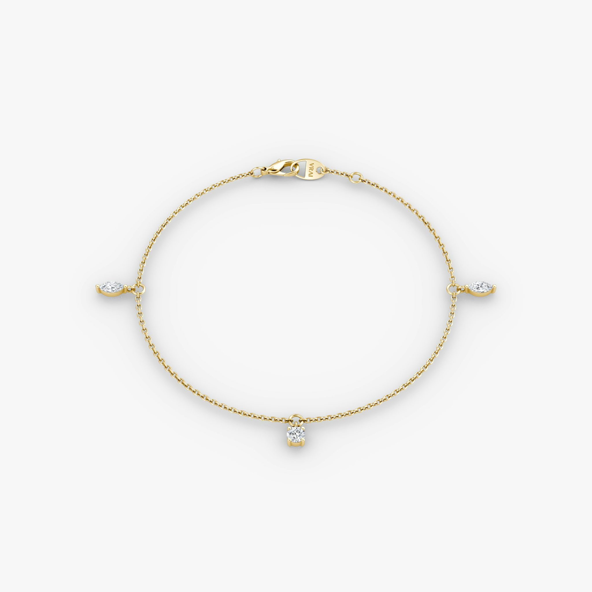 Floating Mixed Shape Bracelet | 14k | Yellow Gold | diamondCount: 3 | diamondSize: original | chainLength: 7