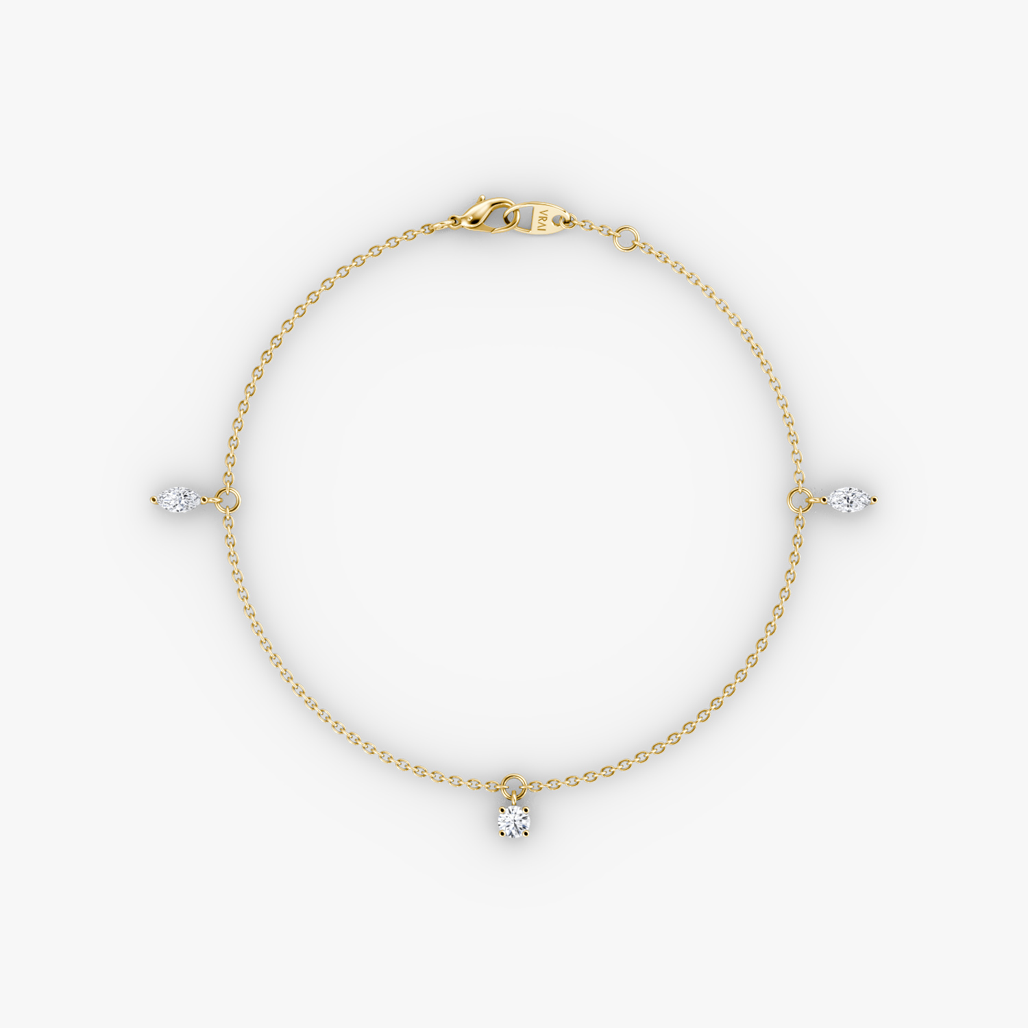 Floating Mixed Shape Bracelet | 14k | Yellow Gold | diamondCount: 3 | diamondSize: original | chainLength: 7